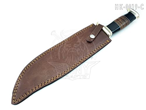 SHINY CRAFTS Handmade Forged Crocodile Dundee Knife, Fixed Blade Knife, Bowie Knife, Hunting Knife, Camping Knife,Knife with Premium Leather Sheath (OMG-HK-19)
