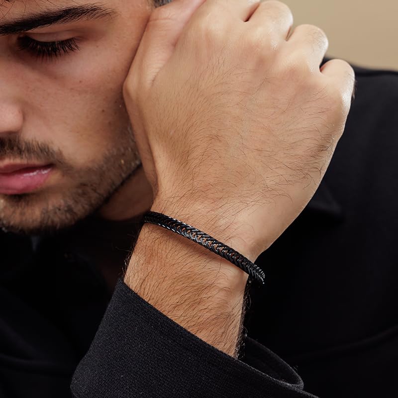 Galis Chain Bracelets For Men 7.5" - Premium Stainless Steel Mens Bracelet, Silver Plated Non Tarnish Bracelet - Snake Chain Everyday Men's Bracelets, Gifts For Him, For The Dad Dedication Card