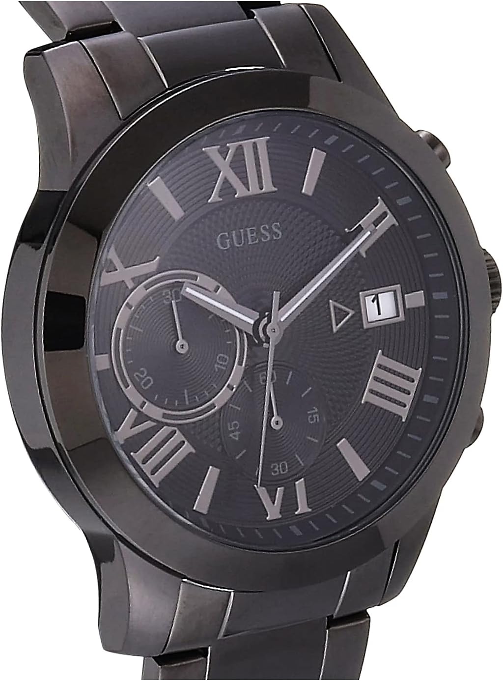 GUESS Men Quartz Watch with Stainless Steel Strap, Gunmetal, 21.5 (Model: U0668G9)