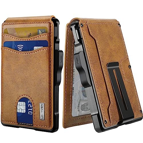 umoven Wallet for Men - with Money Clip Slim Leather Slots Credit Card Holder RFID Blocking Bifold Minimalist Wallet
