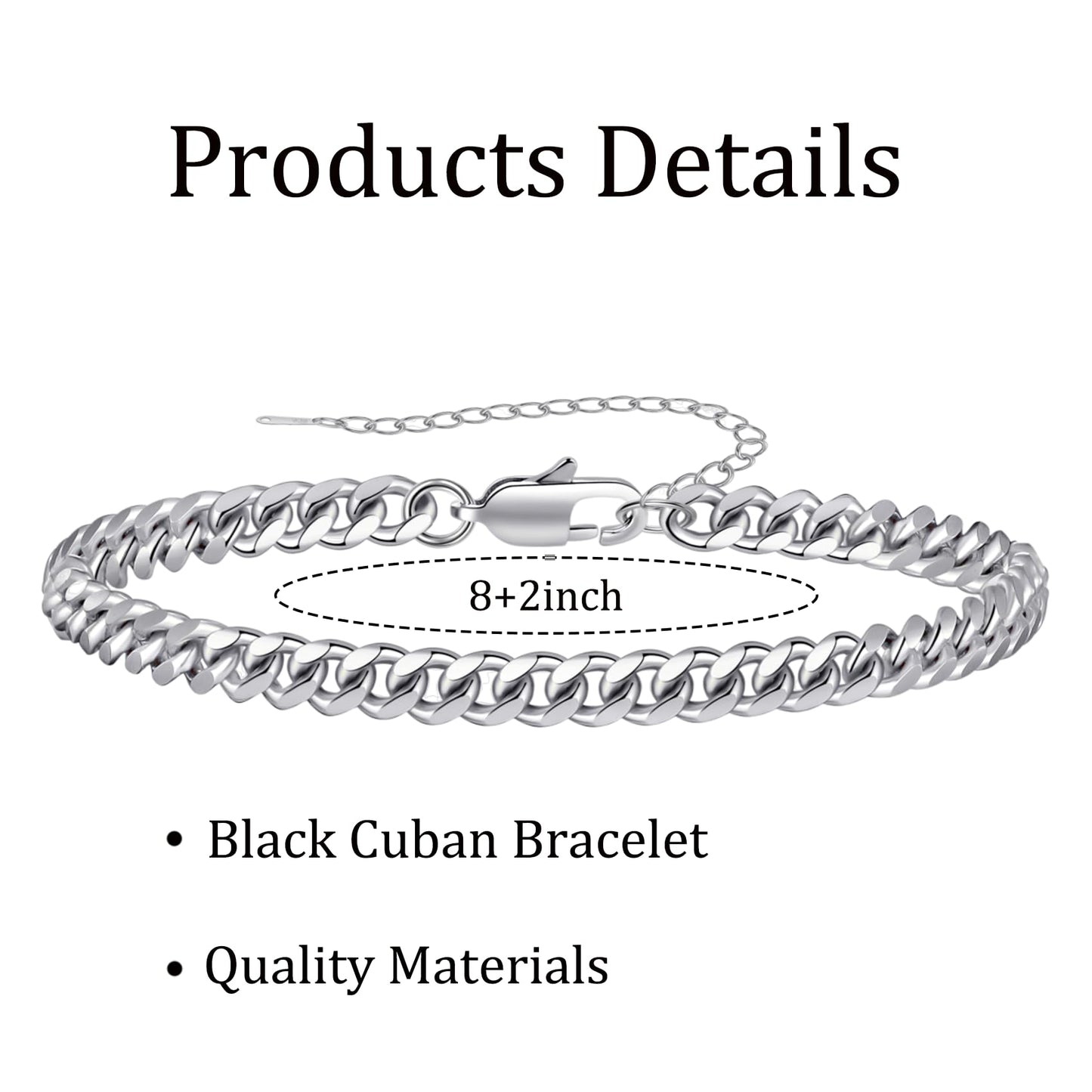 RANKEEF 2 Pcs Chain Bracelet for Men - 925 Sterling Silver Bracelet for Men 7-9inch Figaro Rope Cuban Link Bracelet Set for Men Gifts to Men Dad Husband Boyfriend