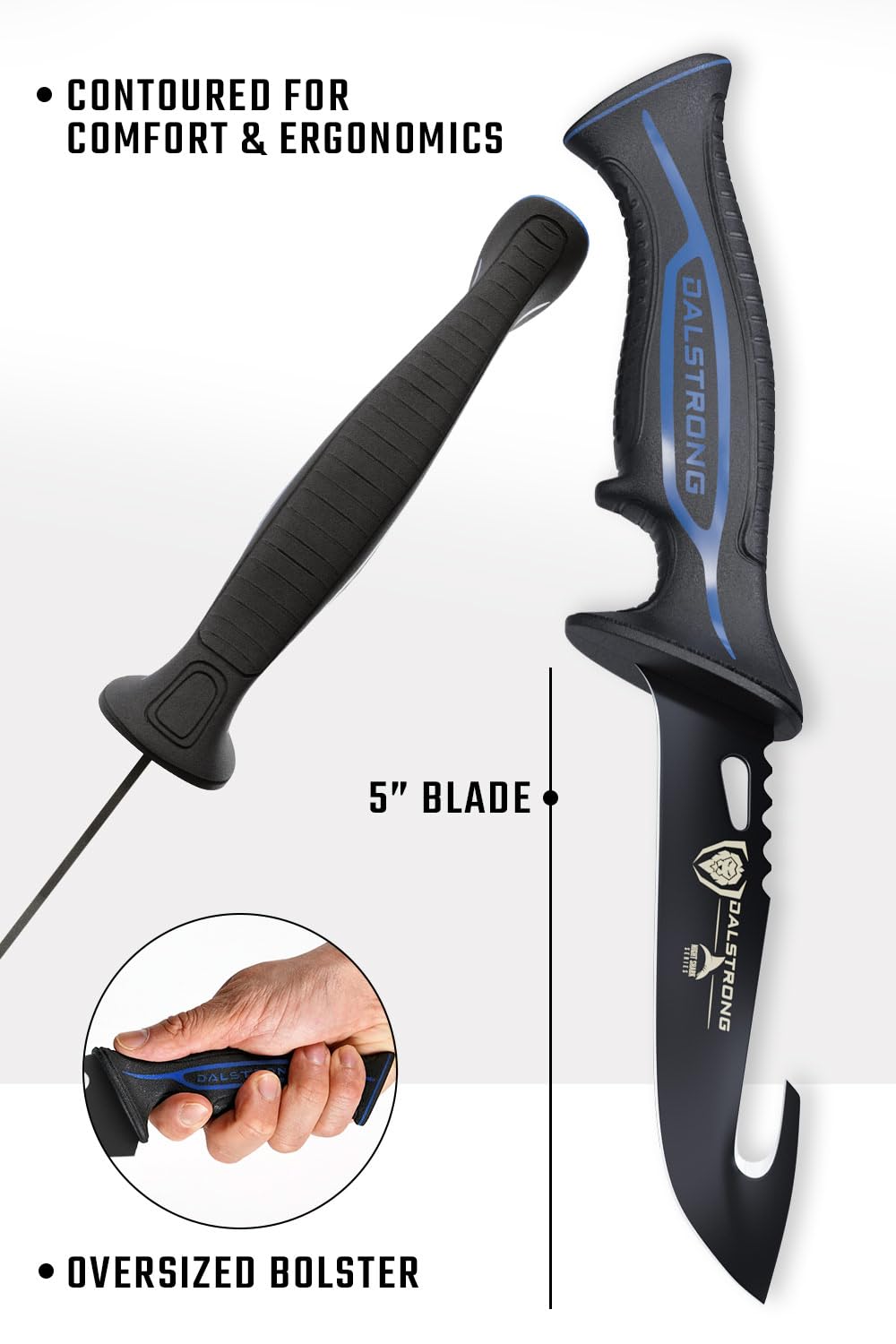 Dalstrong Slicing Knife - 12 inch - Night Shark Series - 7CR17MOV High Carbon Steel - Titanium Coated Blade - Outdoor & Fishing - Polypropylene Handle - Carving Knife - Nylon Sheath - NSF Certified