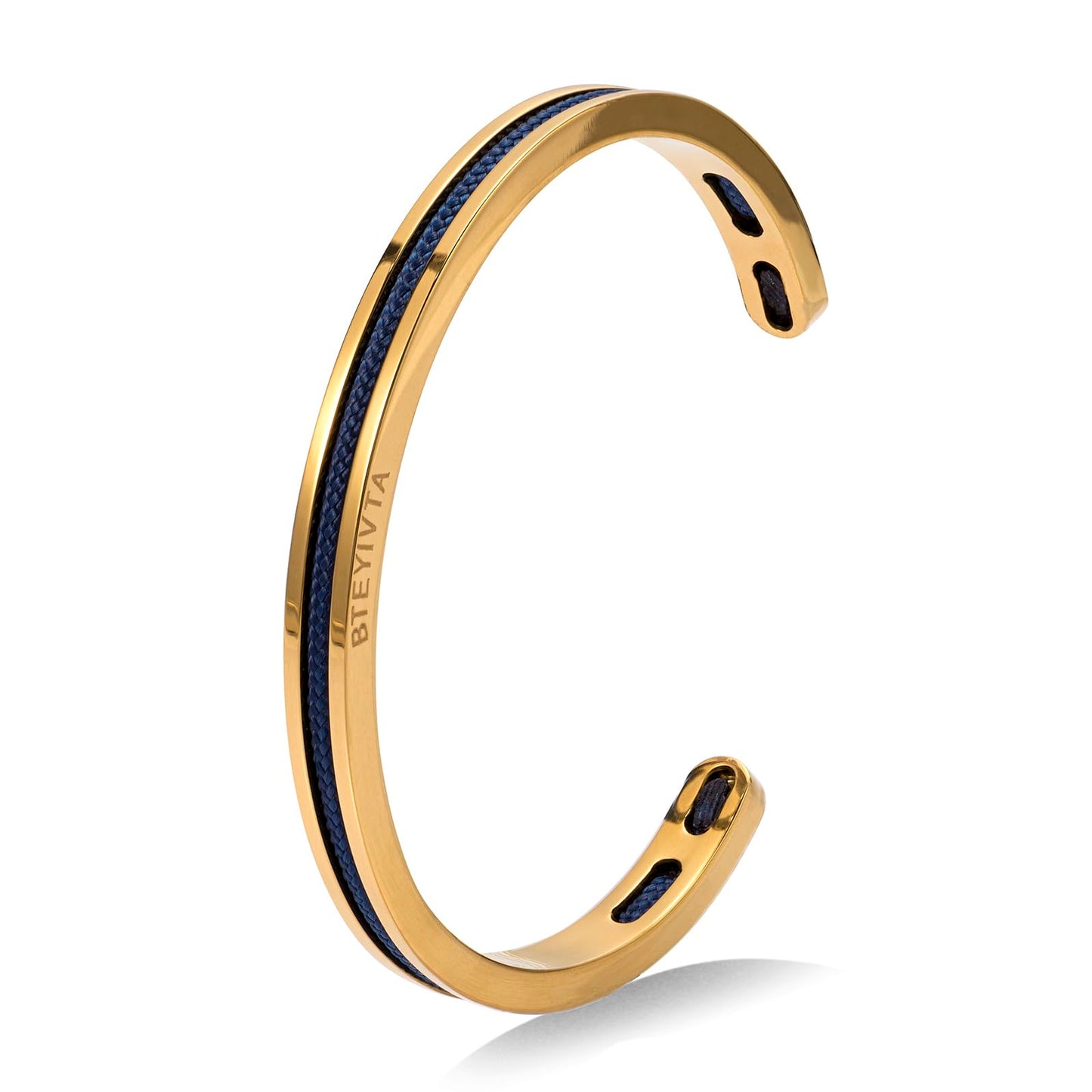 Handmade Minimalist Cuff Bracelet with Lucky Nautical Rope Inlaid Stainless Steel Cuff Unique and Stylish Bangle For Men And Women
