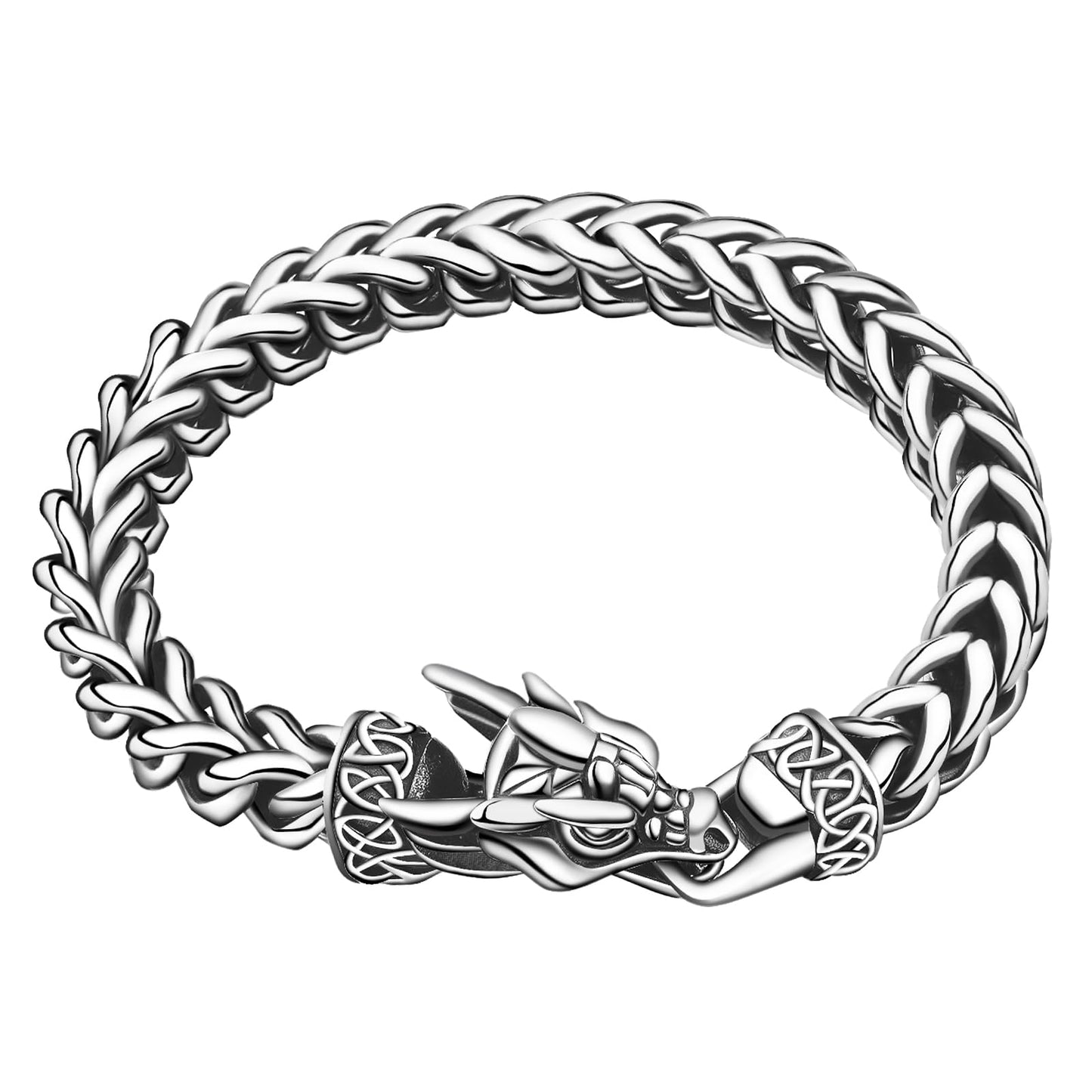 Stainless Steel Bracelets for Men, Viking Dragon Cuban Link Mens Bracelet, Punk Norse Jewelry Christmas Gifts for Him Husband Brother Son