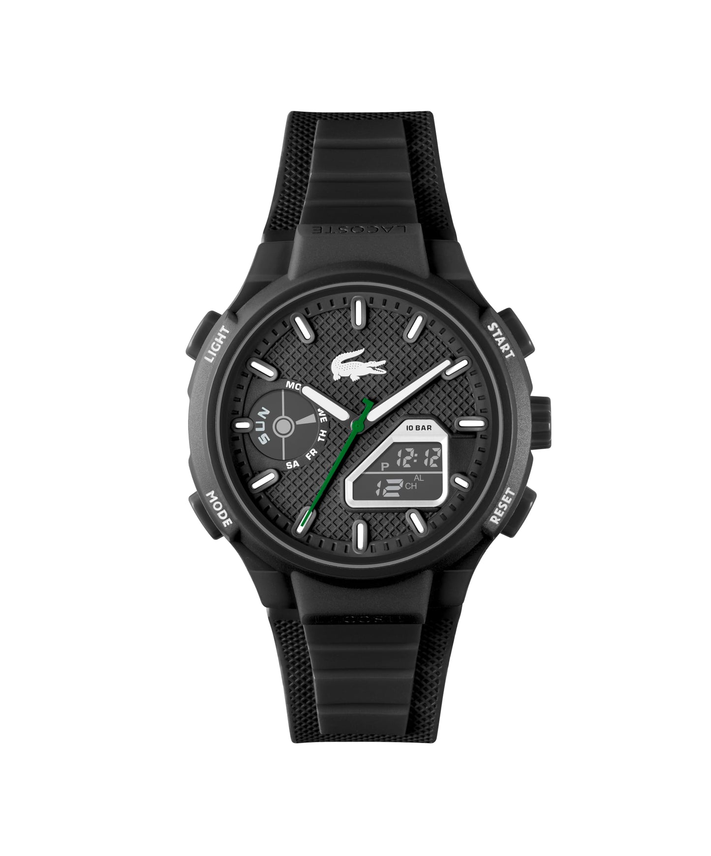Lacoste LC33 Men's Analog and Digital Movement Watch, Silicone Strap, Water Resistant Up to 10ATM/100 Meters - Contemporary, Sporty - Premium Fashion Timepiece - Gift for Him - 45mm