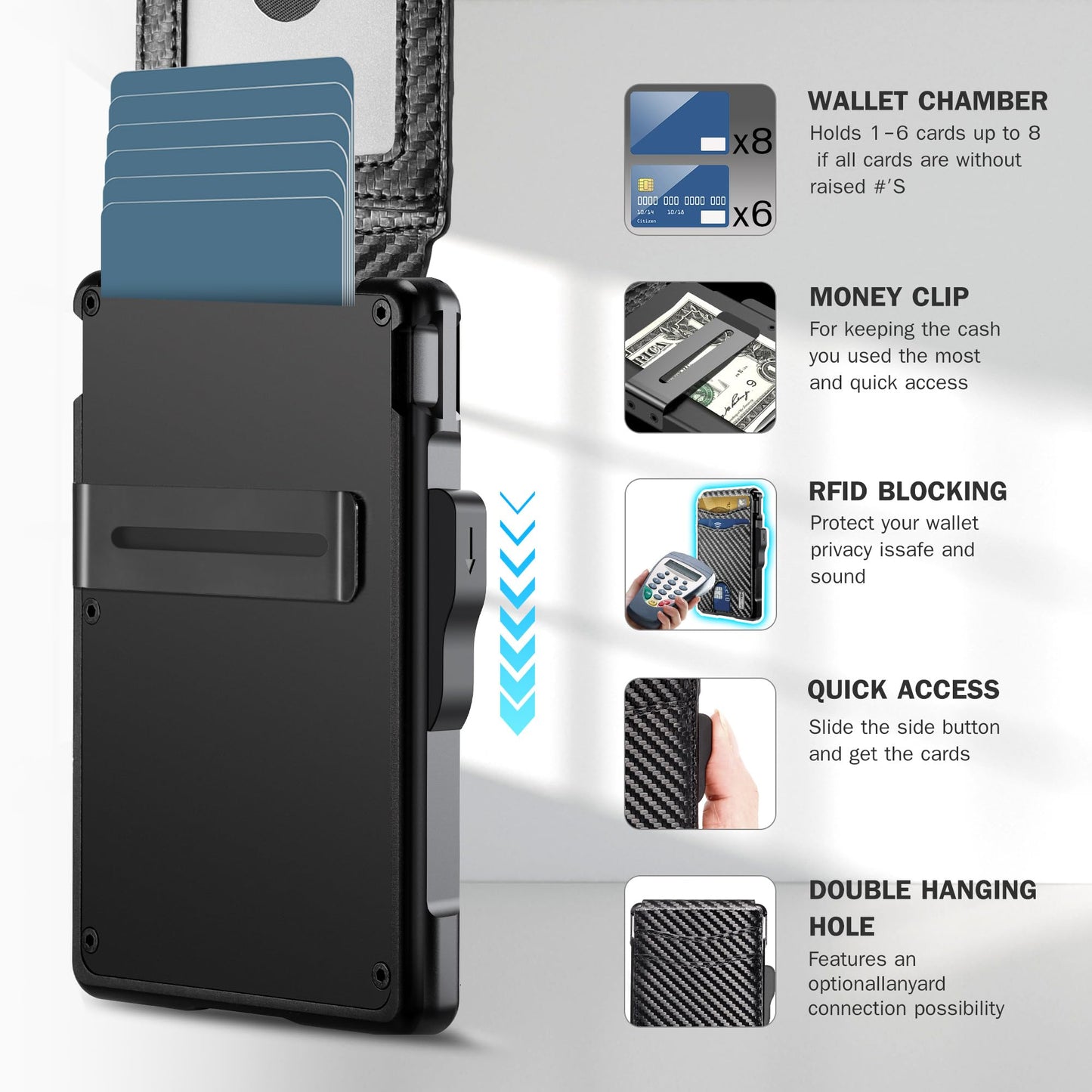 umoven Wallet for Men - with Money Clip Slim Leather Slots Credit Card Holder RFID Blocking Bifold Minimalist Wallet