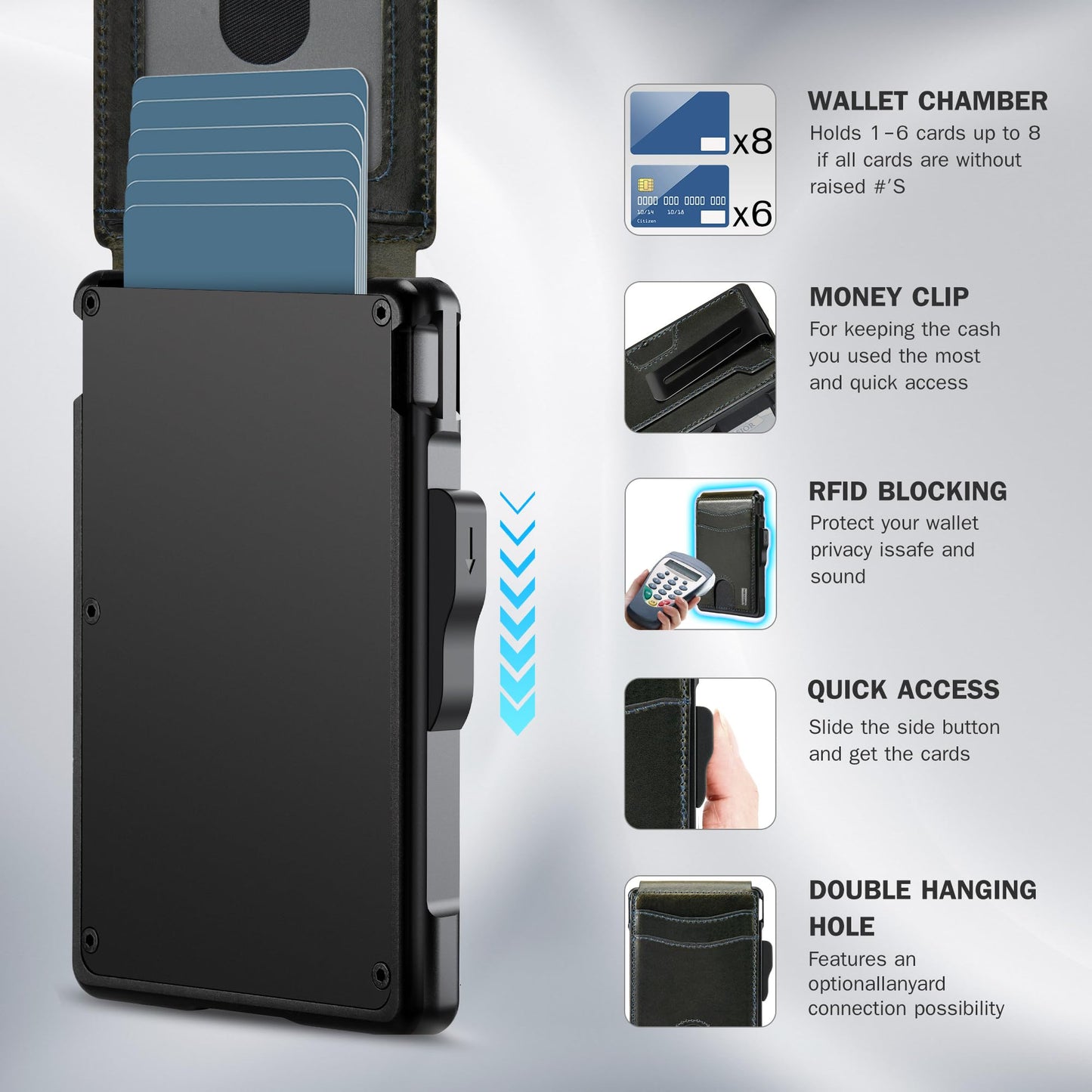 umoven Wallet for Men - with Money Clip Slim Leather Slots Credit Card Holder RFID Blocking Bifold Minimalist Wallet
