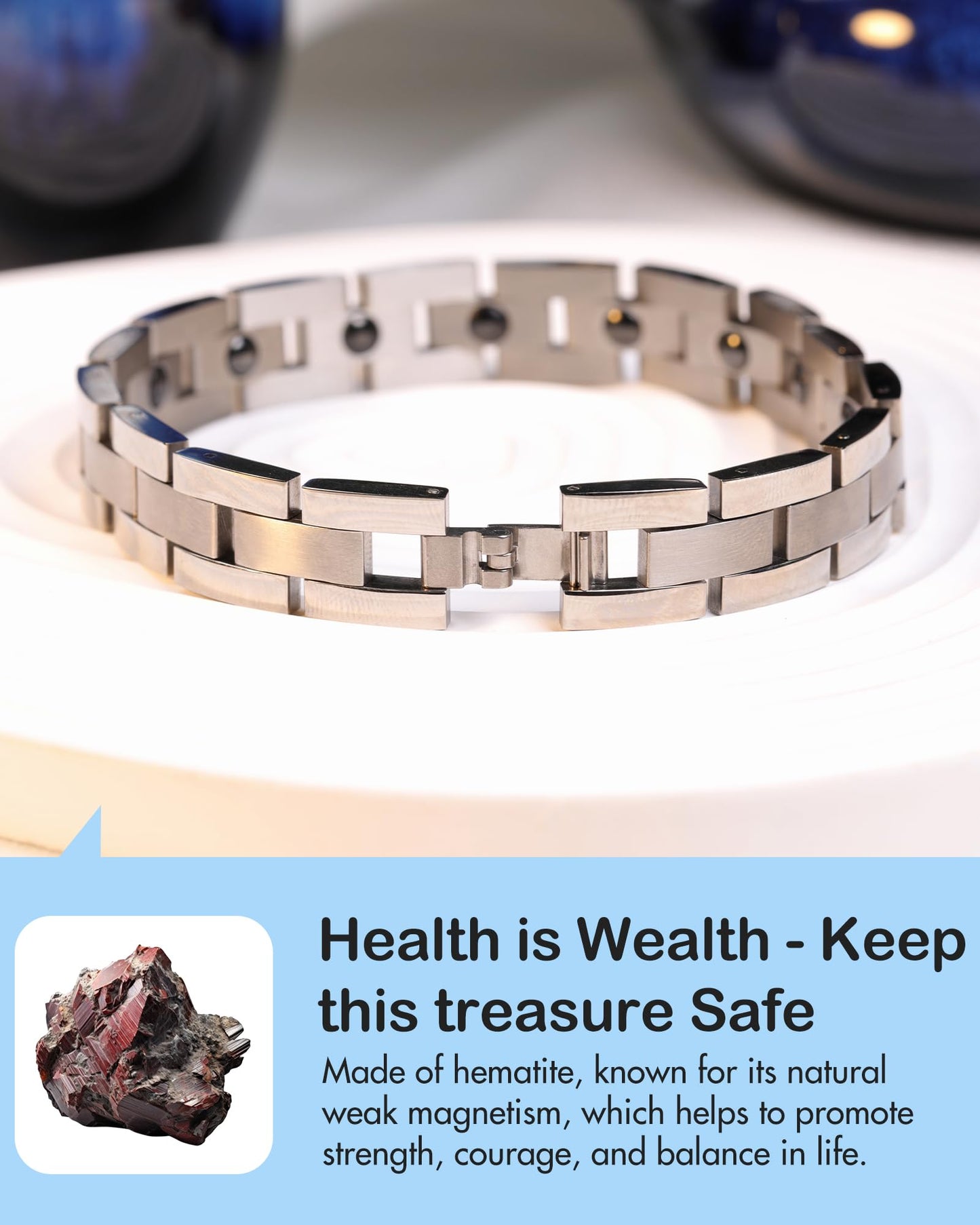 Feraco Magnetic Bracelets for Men Sleek Titanium Stainless Steel Magnetic Bracelet with Sizing Tool, Jewelry Gifts for Men (Silver)