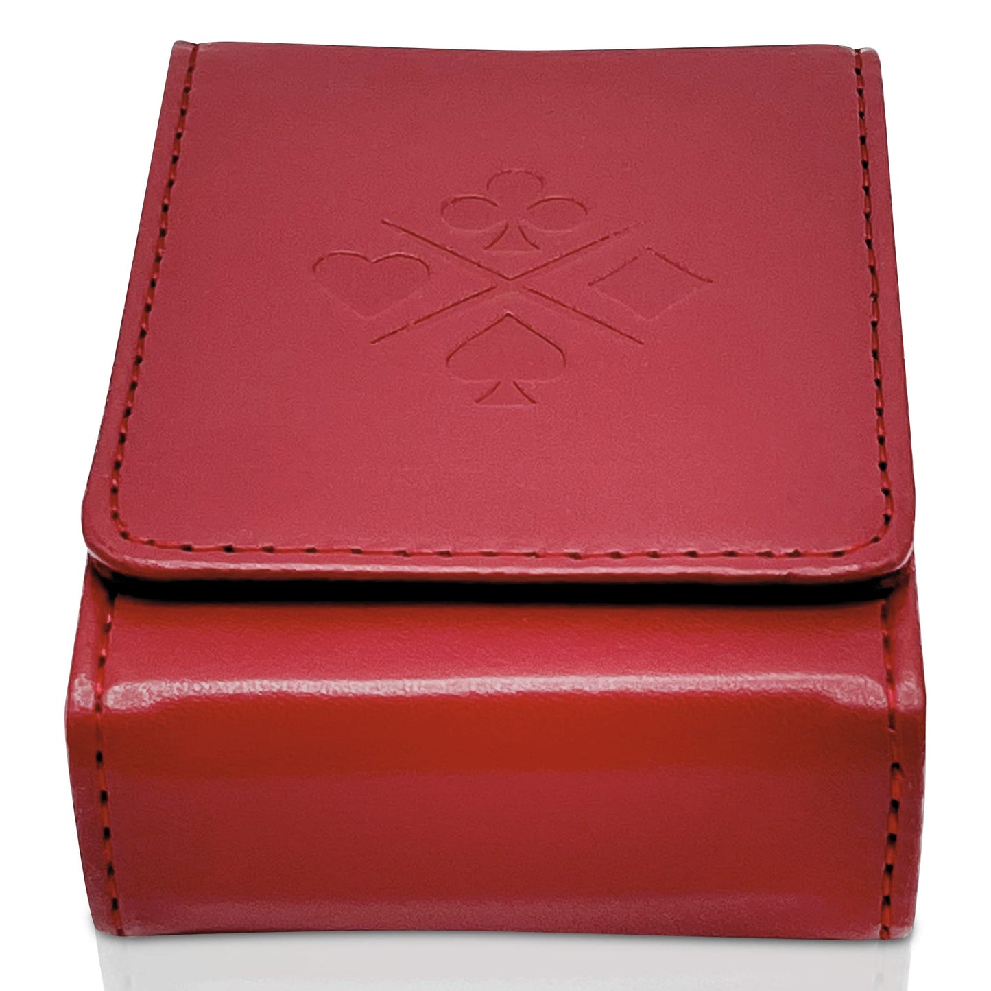 Luck Lab Single Deck Leather Playing Card Case/Holder - Fits Poker and Bridge size cards (Wine Red)