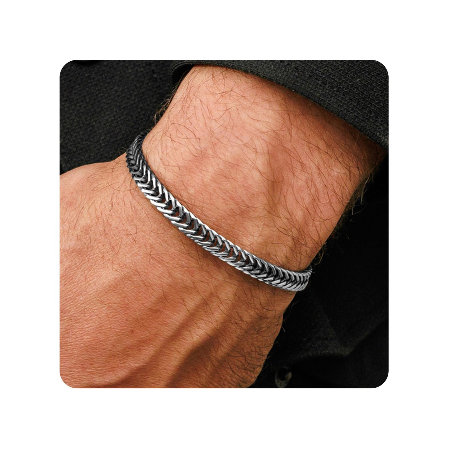 Galis Chain Bracelets For Men 7.5" - Premium Stainless Steel Mens Bracelet, Silver Plated Non Tarnish Bracelet - Snake Chain Everyday Men's Bracelets, Gifts For Him, For The Dad Dedication Card