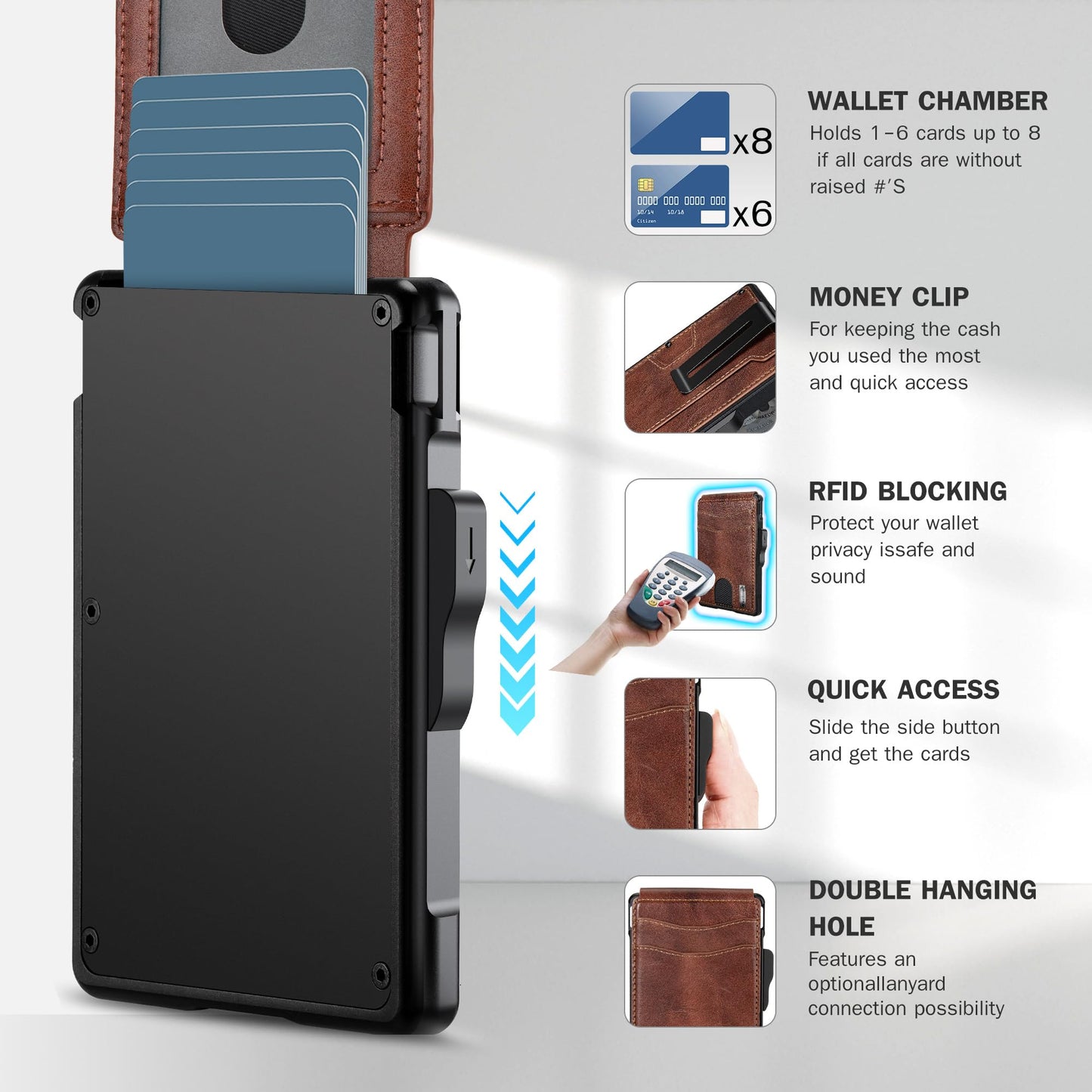 umoven Wallet for Men - with Money Clip Slim Leather Slots Credit Card Holder RFID Blocking Bifold Minimalist Wallet