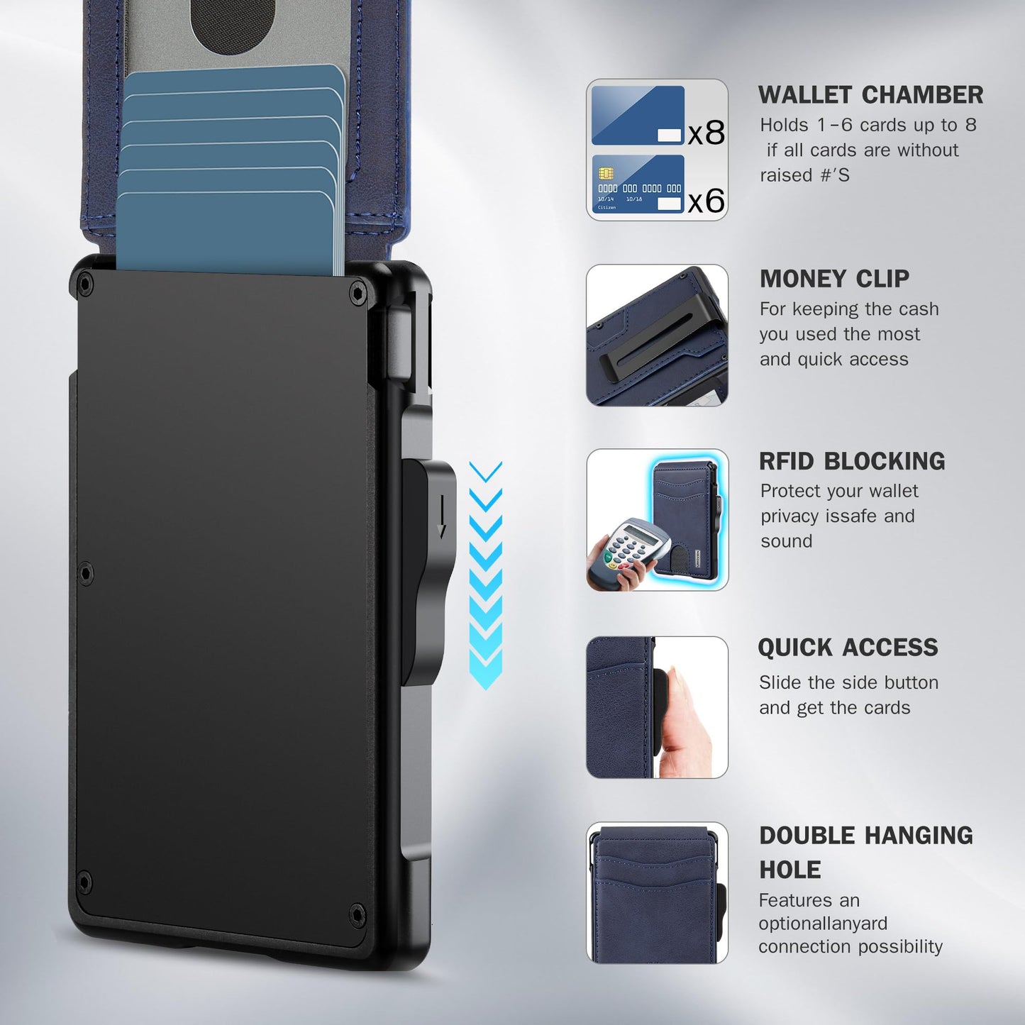 umoven Wallet for Men - with Money Clip Slim Leather Slots Credit Card Holder RFID Blocking Bifold Minimalist Wallet