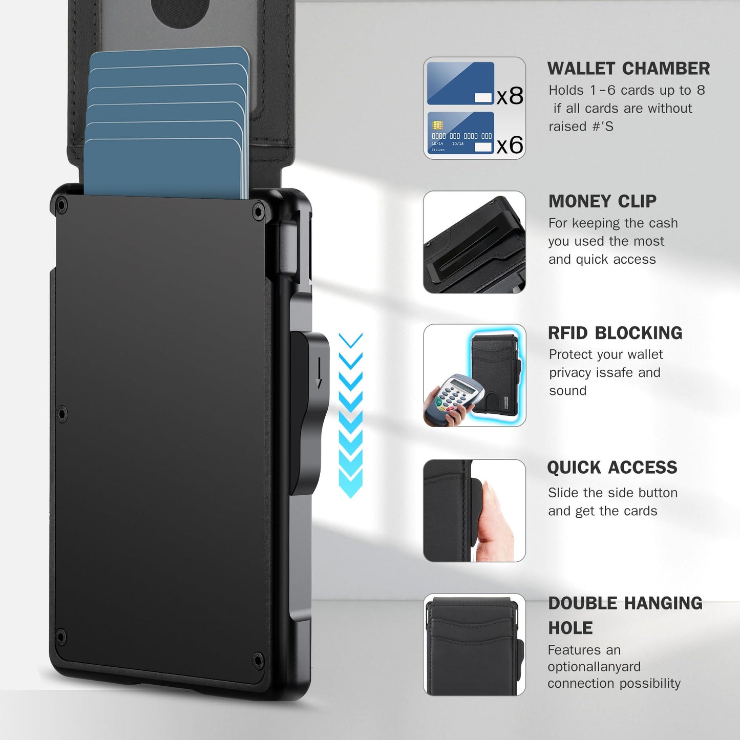 umoven Wallet for Men - with Money Clip Slim Leather Slots Credit Card Holder RFID Blocking Bifold Minimalist Wallet