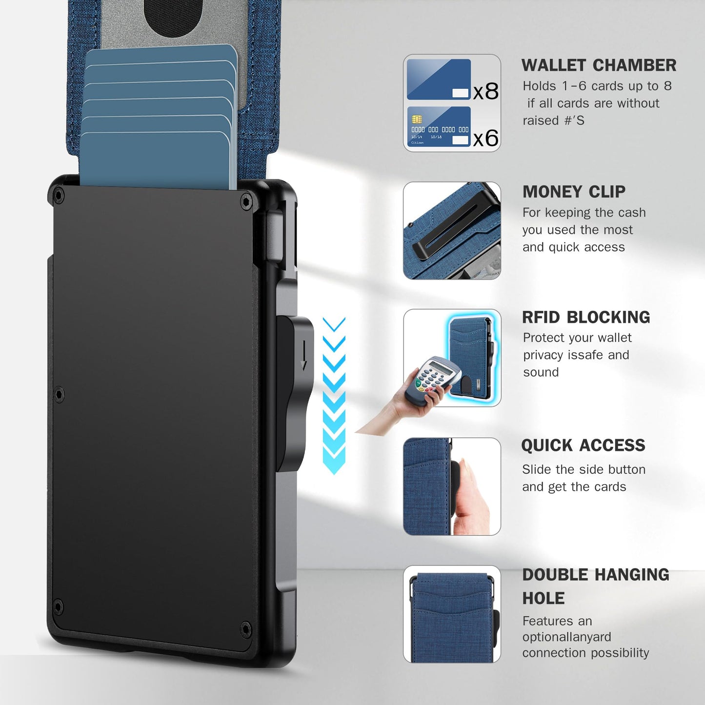 umoven Wallet for Men - with Money Clip Slim Leather Slots Credit Card Holder RFID Blocking Bifold Minimalist Wallet