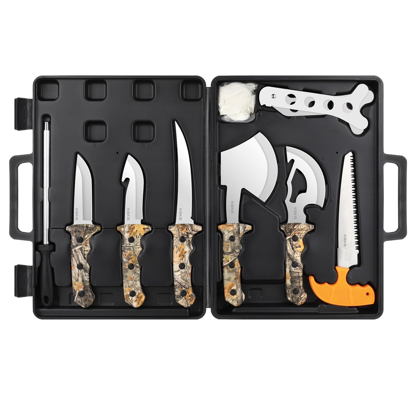 Kalkal 8 Pieces Hunting Knives Sharp Hunting Knife Set, Full Tang Handle Hunting Field Dressing Kit for Deer Hunting Season Camping Survival, Perfect Hunting Gifts for Hunter