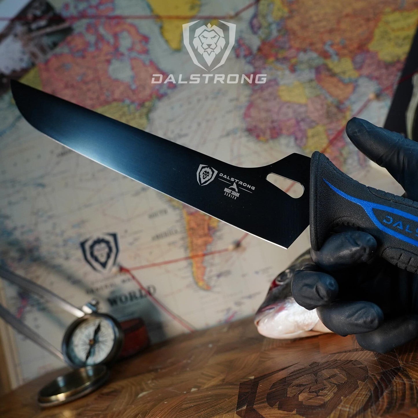Dalstrong Slicing Knife - 12 inch - Night Shark Series - 7CR17MOV High Carbon Steel - Titanium Coated Blade - Outdoor & Fishing - Polypropylene Handle - Carving Knife - Nylon Sheath - NSF Certified