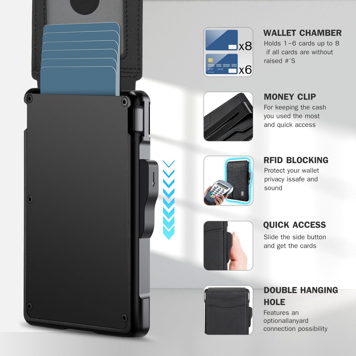 umoven Wallet for Men - with Money Clip Slim Leather Slots Credit Card Holder RFID Blocking Bifold Minimalist Wallet