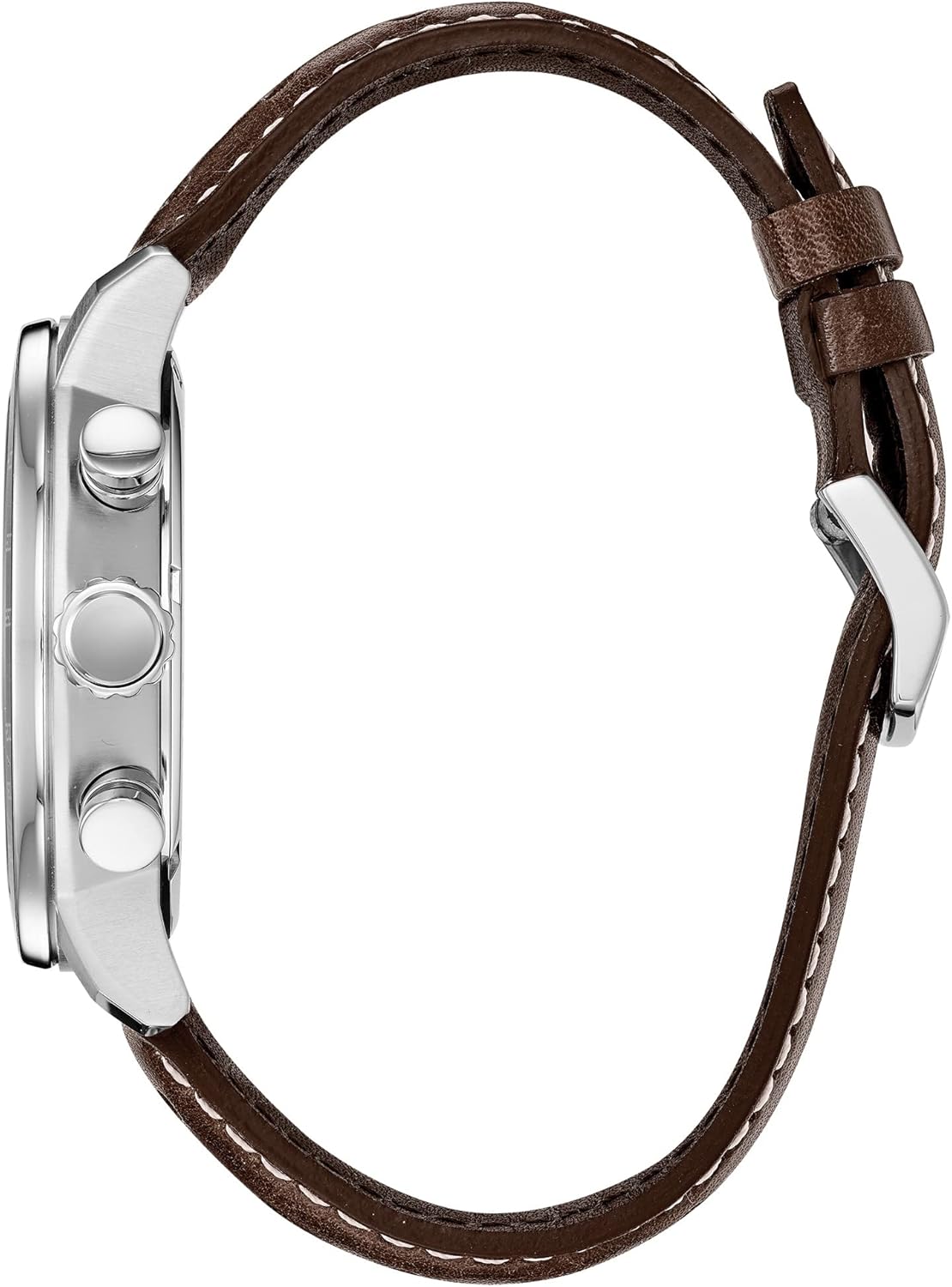 Citizen Men's Eco-Drive Weekender Brycen Chronograph Watch in Stainless Steel, Brown Leather strap, Ivory Dial (Model: CA0649-06X)
