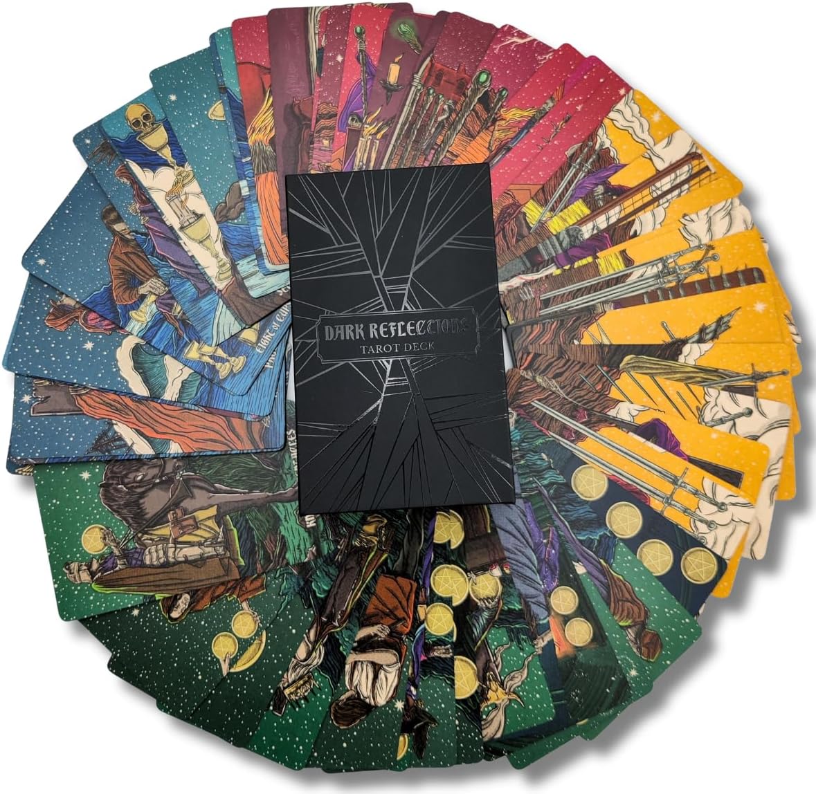 Dark Reflections Tarot Shadow Work Cards Deck, Unique Art Work with Guide Book for Beginners - A Minimalist Tarot Large Deck, Major and Minor Arcana Full Tarot Deck with 78 Cards