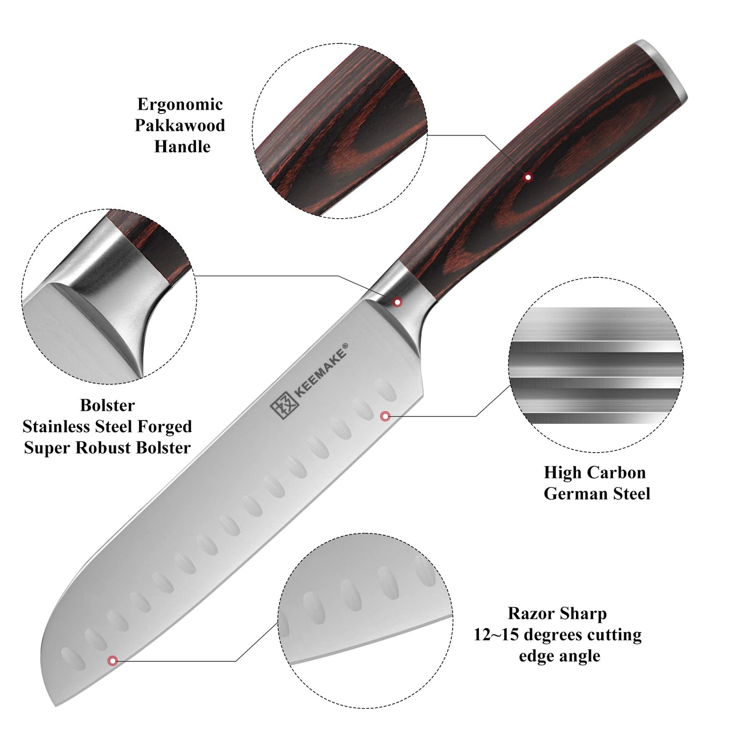 KEEMAKE Knife Set Kitchen Knives - 1.4116 High Carbon Stainless Steel Professional Chef Knife Set of 3 - Razor Sharp Japanese Cooking Knife