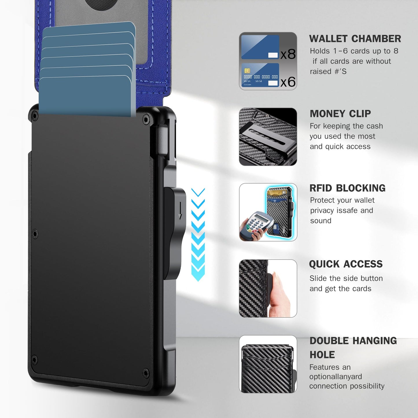 umoven Wallet for Men - with Money Clip Slim Leather Slots Credit Card Holder RFID Blocking Bifold Minimalist Wallet