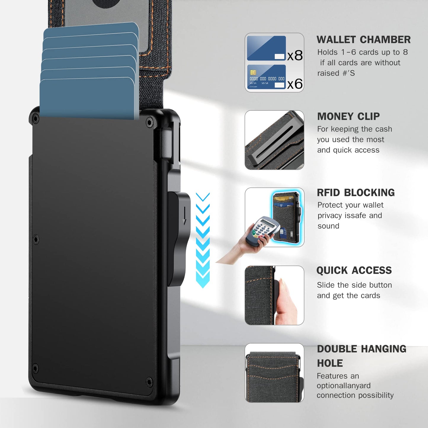 umoven Wallet for Men - with Money Clip Slim Leather Slots Credit Card Holder RFID Blocking Bifold Minimalist Wallet