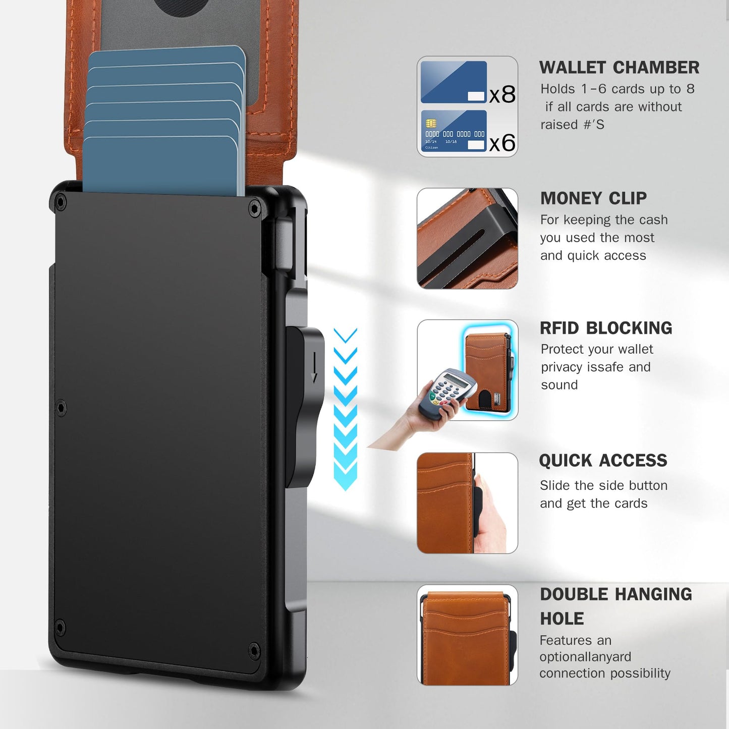 umoven Wallet for Men - with Money Clip Slim Leather Slots Credit Card Holder RFID Blocking Bifold Minimalist Wallet