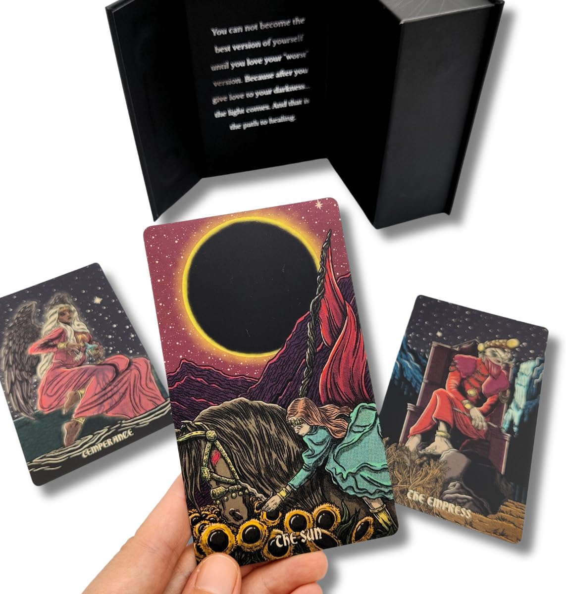 Dark Reflections Tarot Shadow Work Cards Deck, Unique Art Work with Guide Book for Beginners - A Minimalist Tarot Large Deck, Major and Minor Arcana Full Tarot Deck with 78 Cards