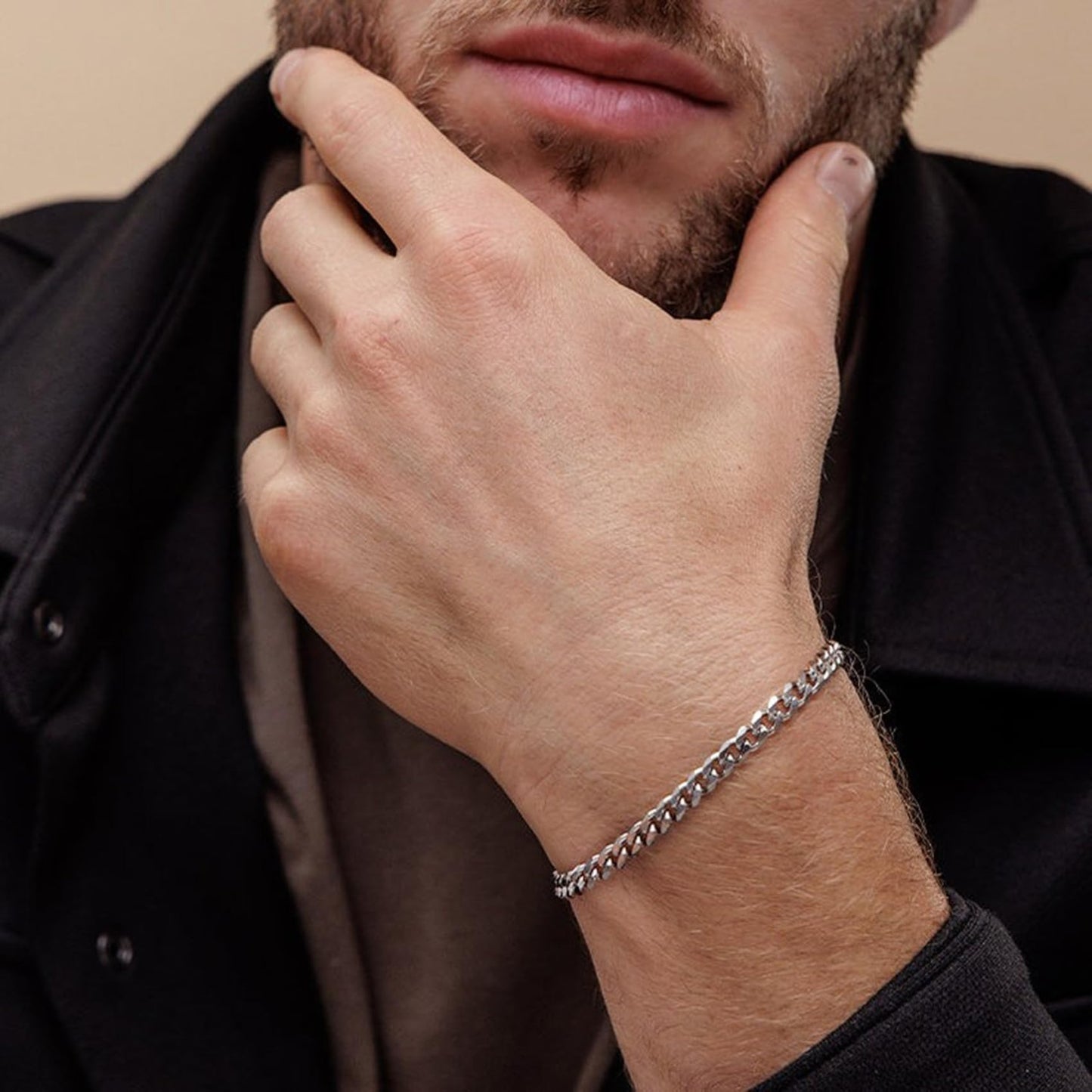 RANKEEF 2 Pcs Chain Bracelet for Men - 925 Sterling Silver Bracelet for Men 7-9inch Figaro Rope Cuban Link Bracelet Set for Men Gifts to Men Dad Husband Boyfriend