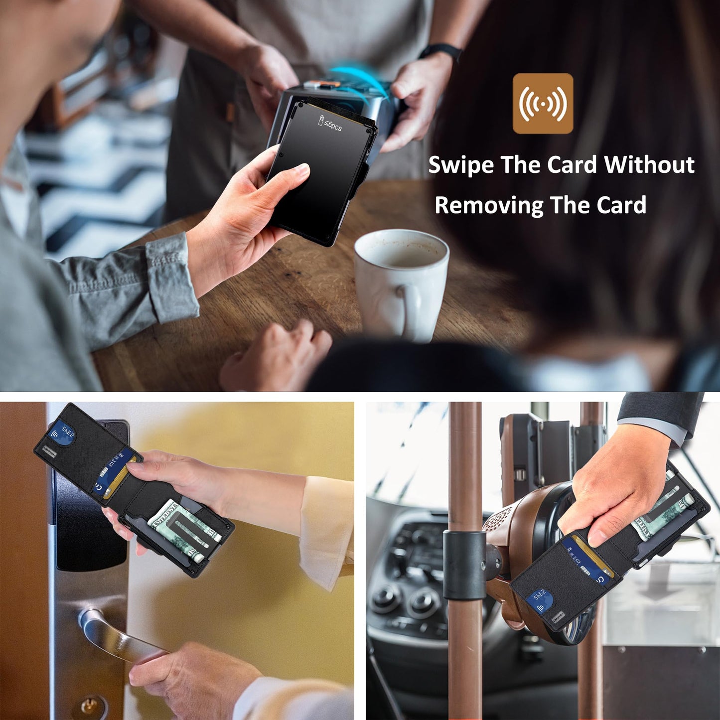 umoven Wallet for Men - with Money Clip Slim Leather Slots Credit Card Holder RFID Blocking Bifold Minimalist Wallet