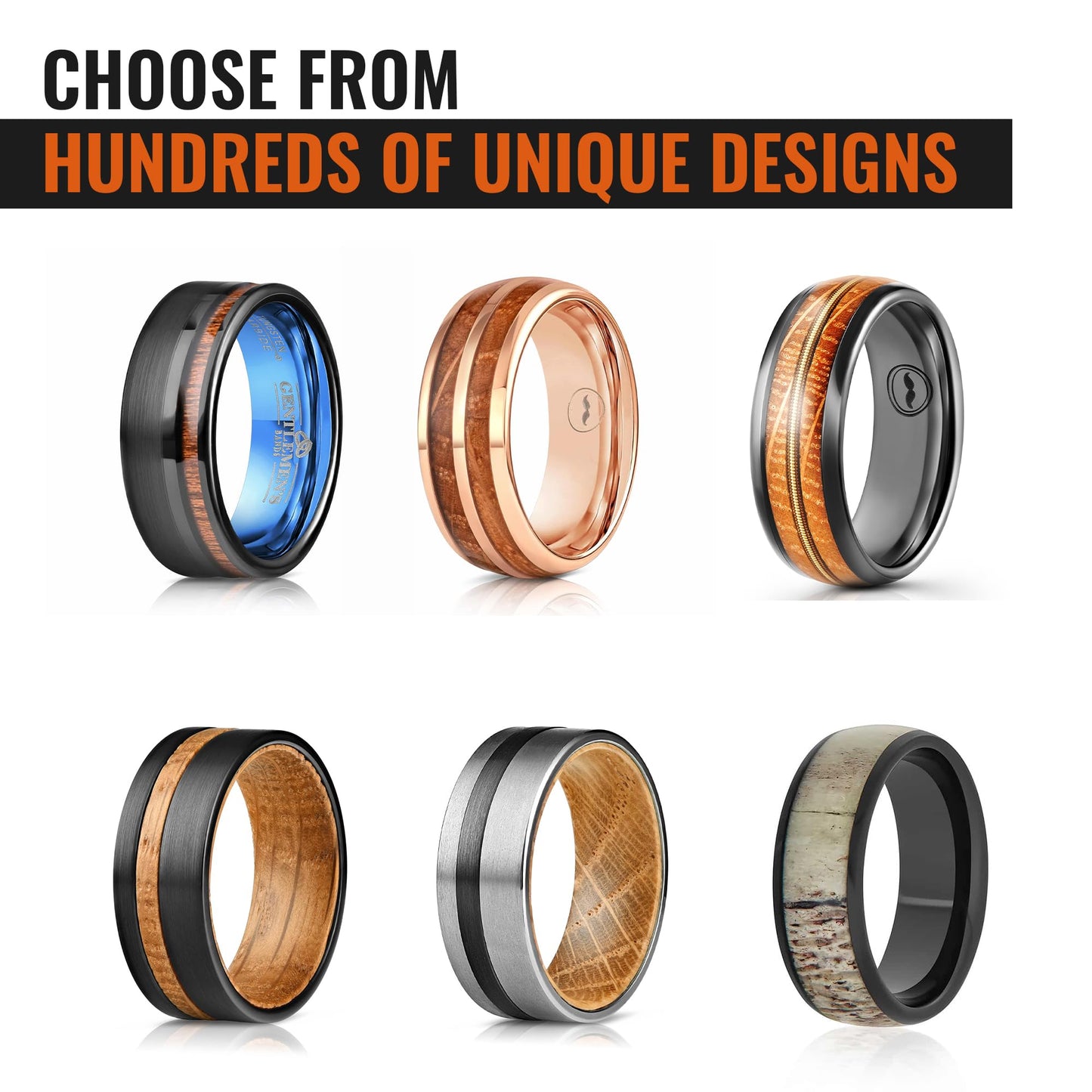 Men's Rose Gold Tungsten Carbide Wedding Band- Premium Tungsten Ring With Deer Antler, Koa Wood & Gold Arrow Inlay - Includes Silicon Band, Leather Drawstring Pouch & Luxury Walnut Ring Box