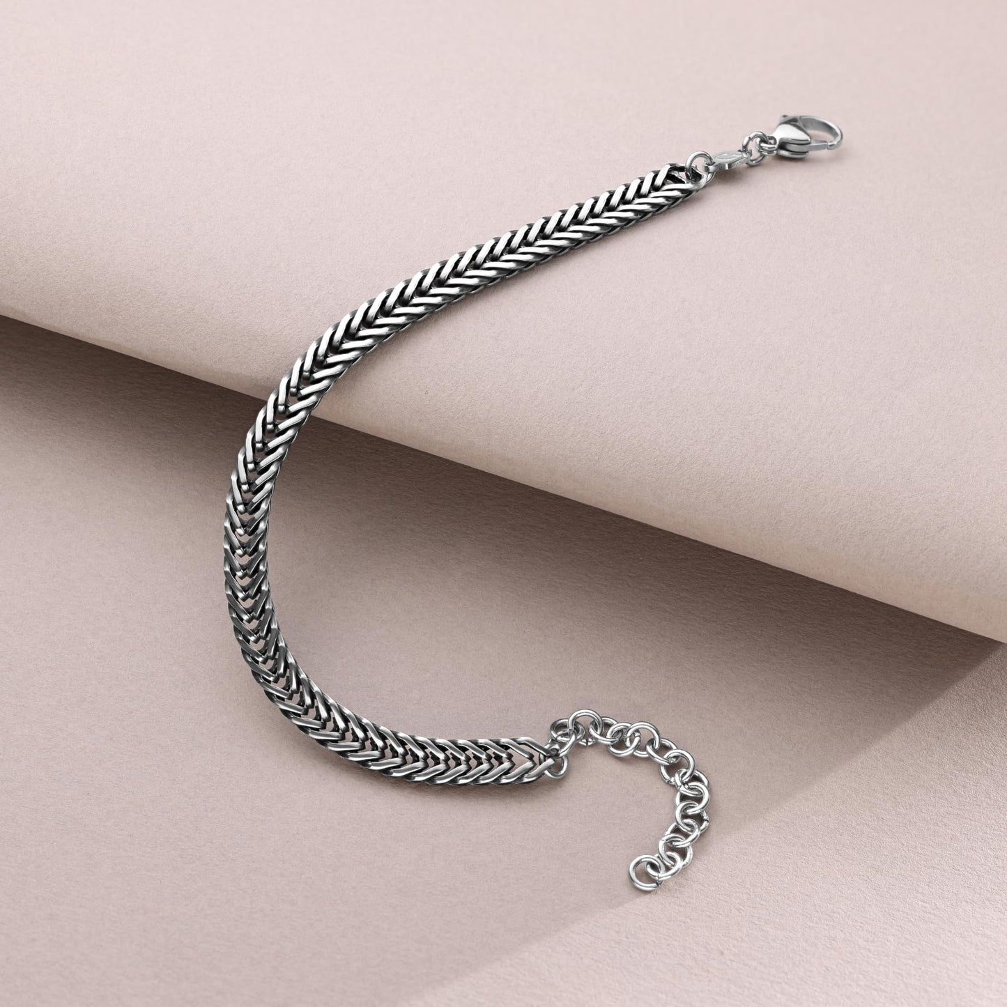 Galis Chain Bracelets For Men 7.5" - Premium Stainless Steel Mens Bracelet, Silver Plated Non Tarnish Bracelet - Snake Chain Everyday Men's Bracelets, Gifts For Him, For The Dad Dedication Card