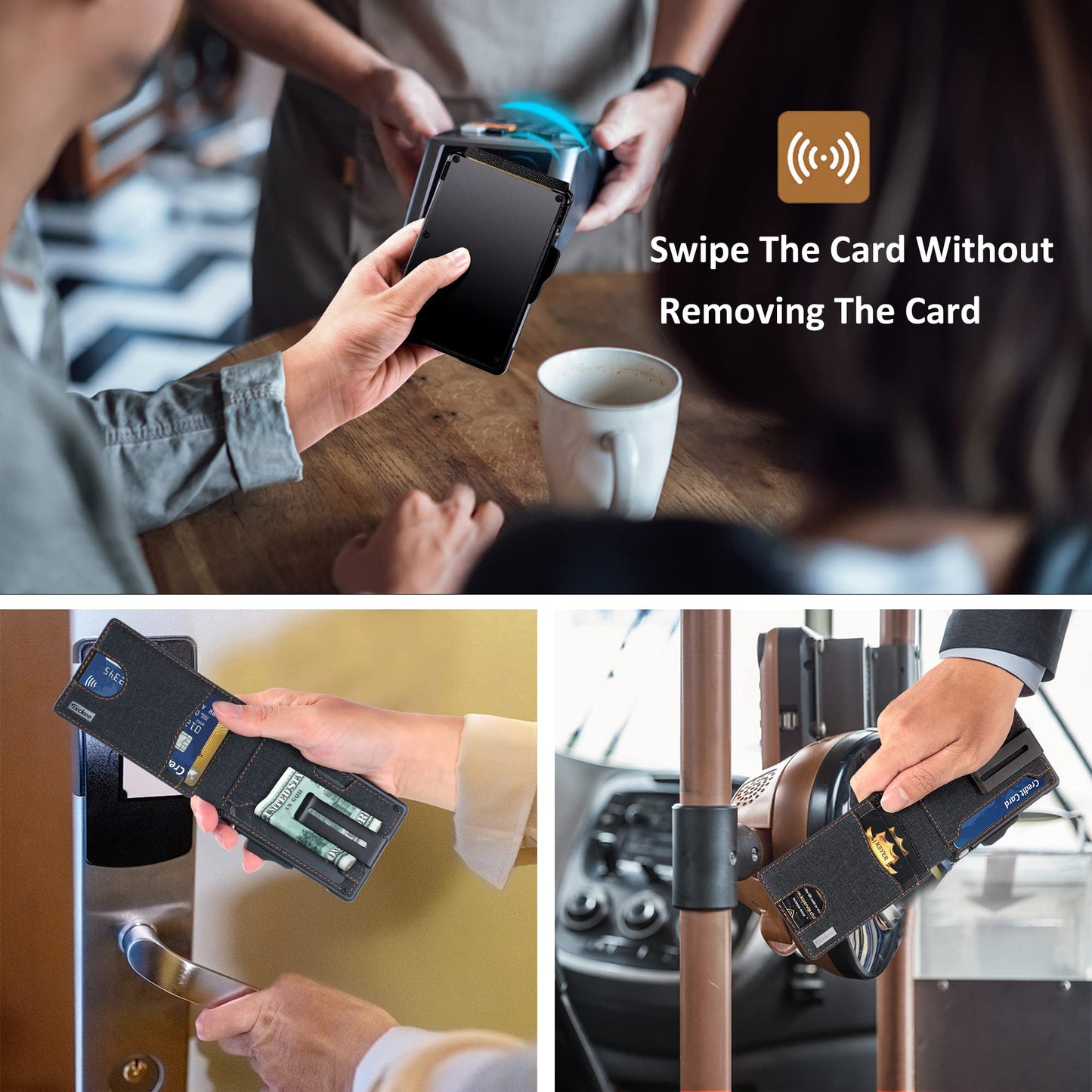 umoven Wallet for Men - with Money Clip Slim Leather Slots Credit Card Holder RFID Blocking Bifold Minimalist Wallet