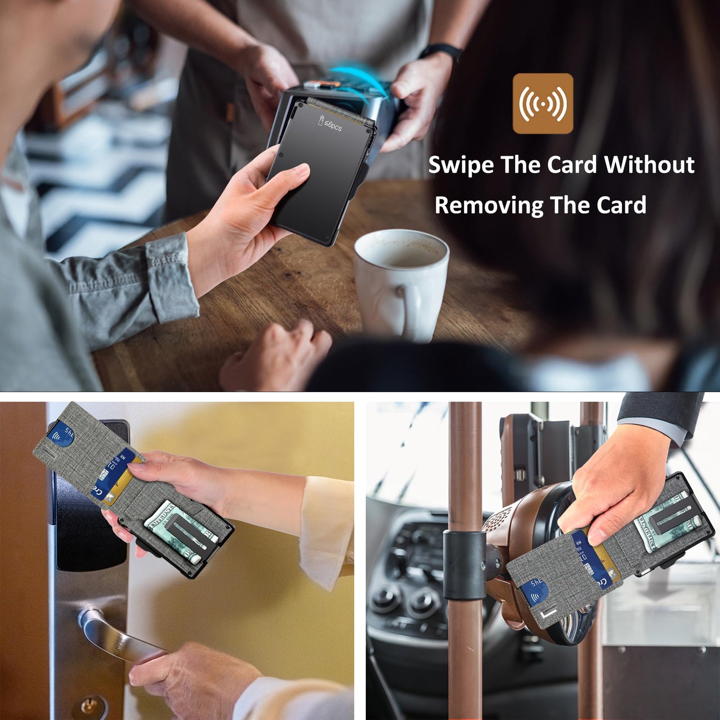 umoven Wallet for Men - with Money Clip Slim Leather Slots Credit Card Holder RFID Blocking Bifold Minimalist Wallet