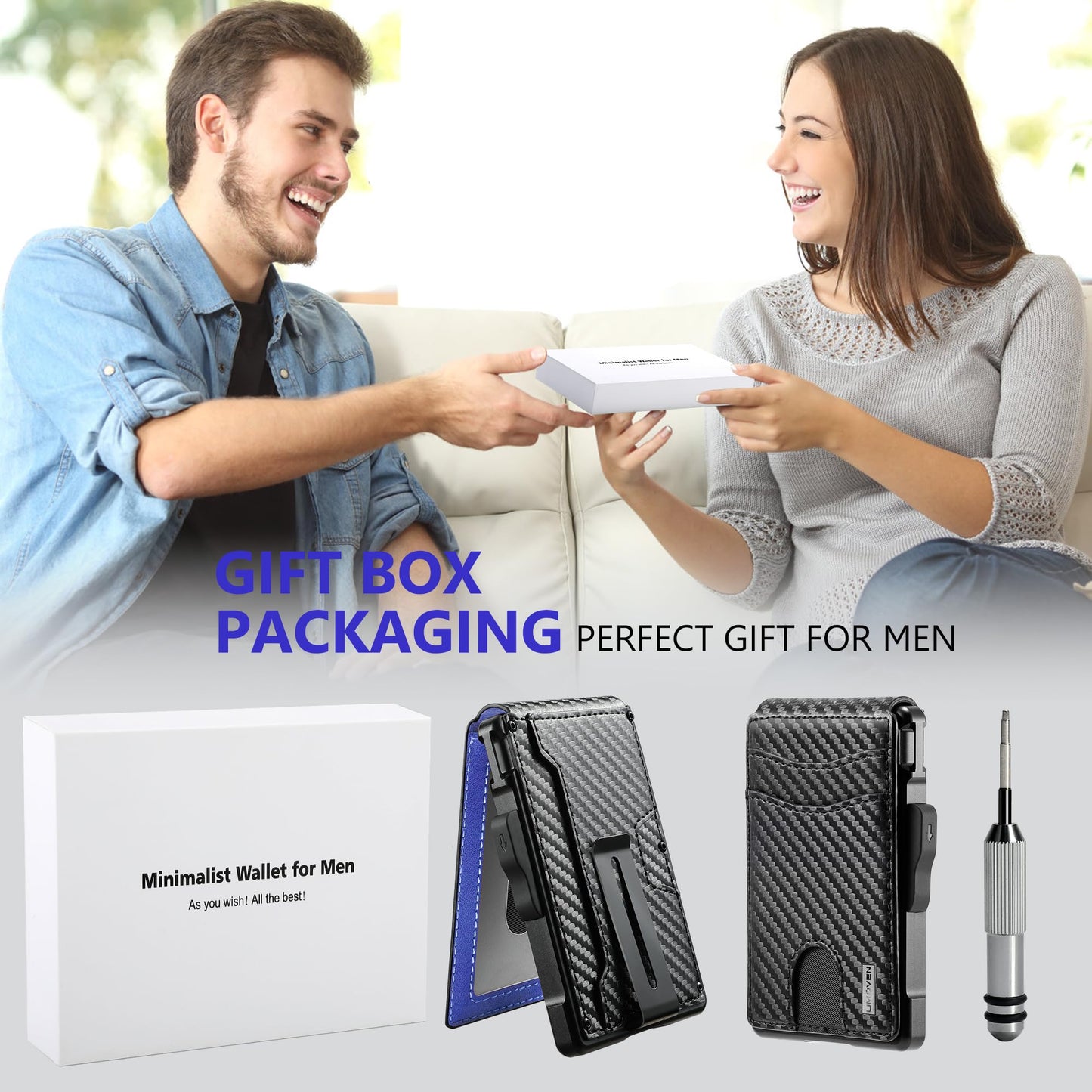 umoven Wallet for Men - with Money Clip Slim Leather Slots Credit Card Holder RFID Blocking Bifold Minimalist Wallet