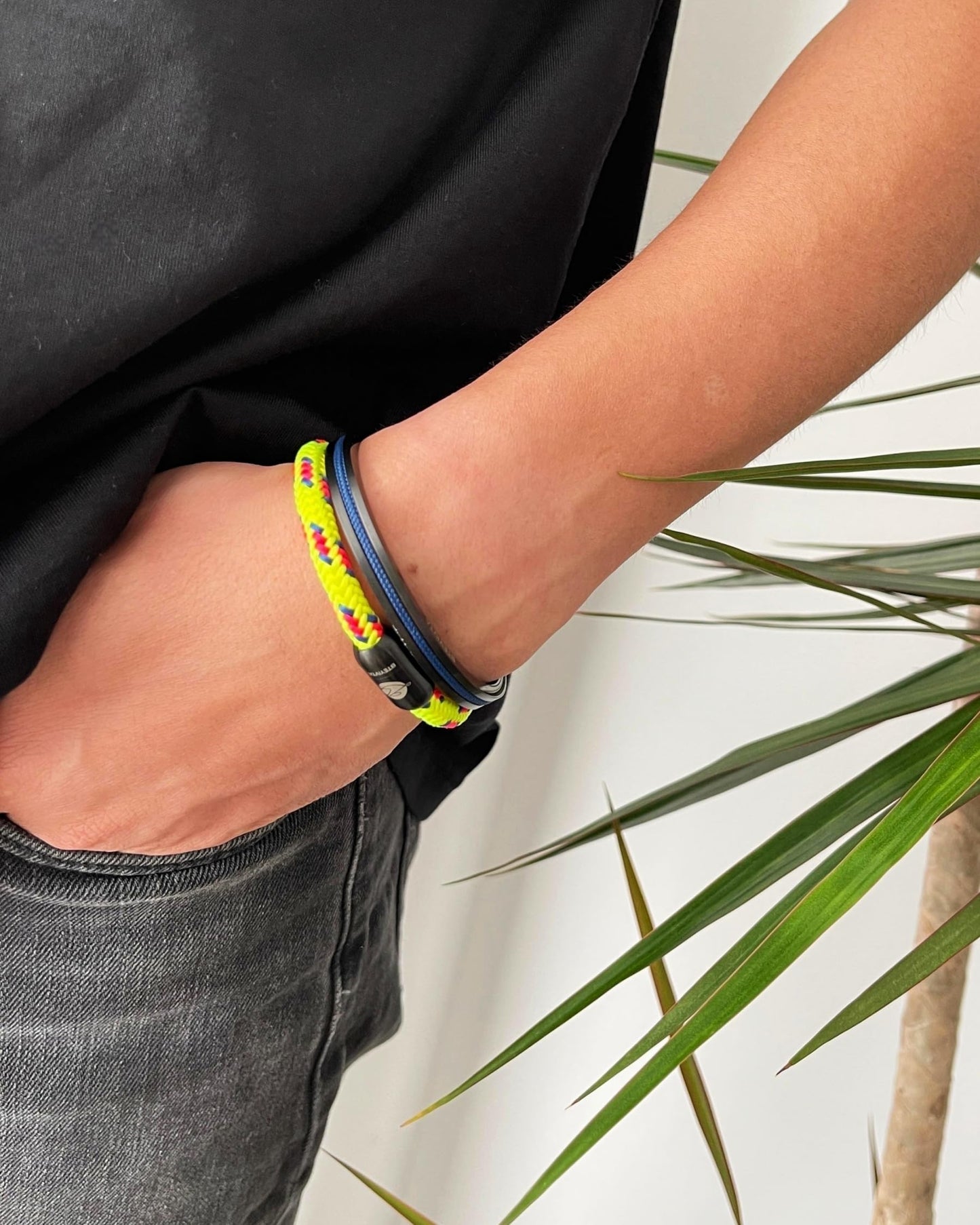 Handmade Minimalist Cuff Bracelet with Lucky Nautical Rope Inlaid Stainless Steel Cuff Unique and Stylish Bangle For Men And Women