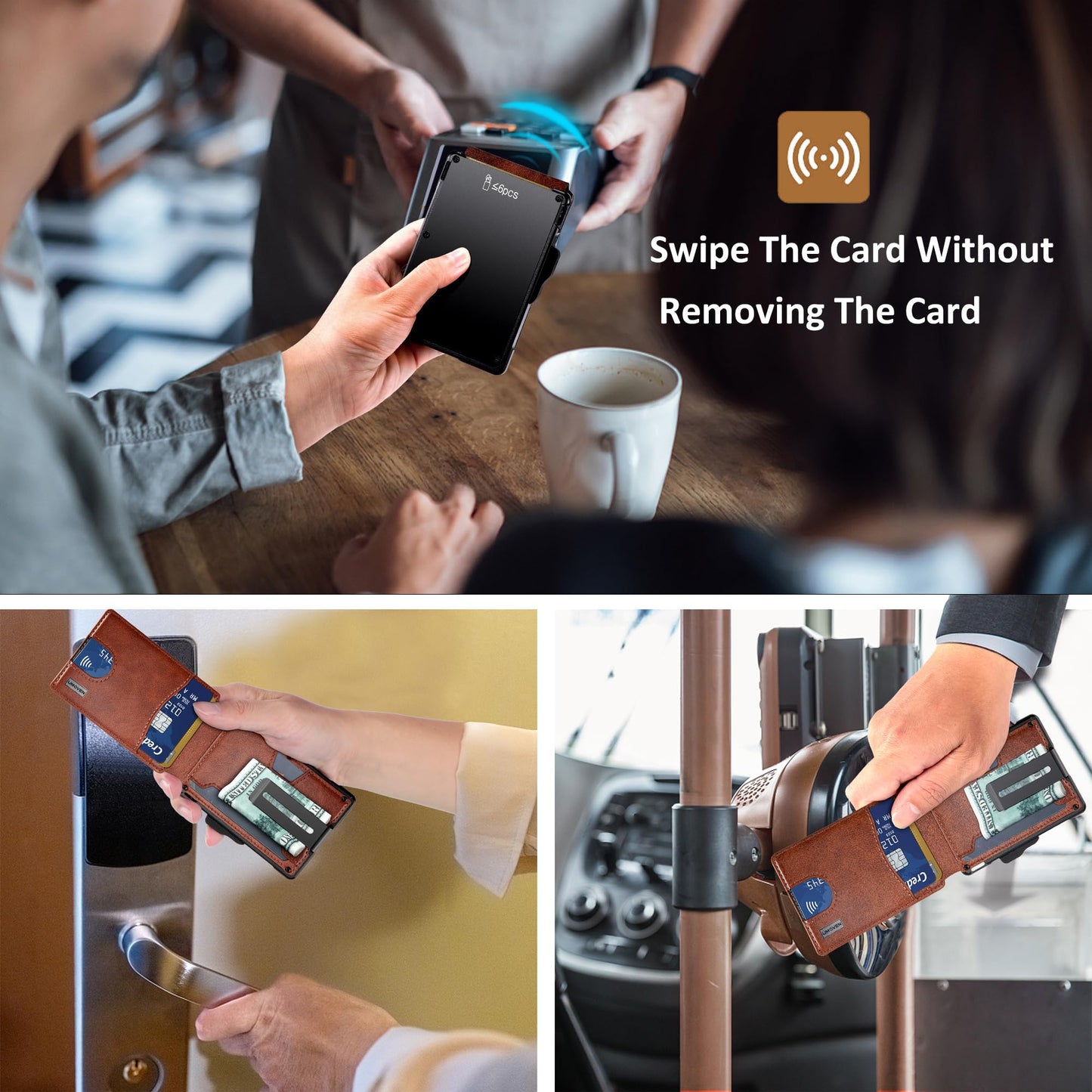 umoven Wallet for Men - with Money Clip Slim Leather Slots Credit Card Holder RFID Blocking Bifold Minimalist Wallet