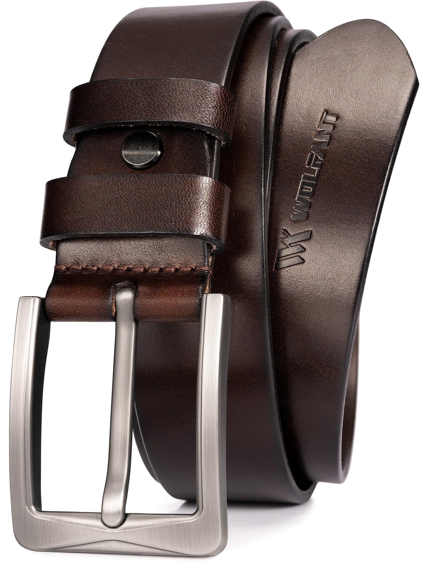 WOLFANT Full Grain Leather Belt,100% Italian Real Solid Leather