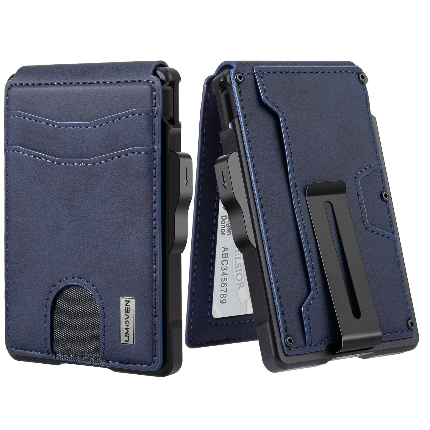 umoven Wallet for Men - with Money Clip Slim Leather Slots Credit Card Holder RFID Blocking Bifold Minimalist Wallet