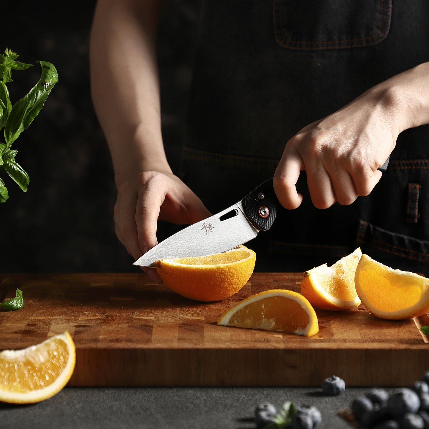 SENBON 440 Stainless Steel Lightweight Ultra Sharp Pocket Folding Chef Knife Peeling Utility Knife Fruit Knife g10 Handle with Back Clip