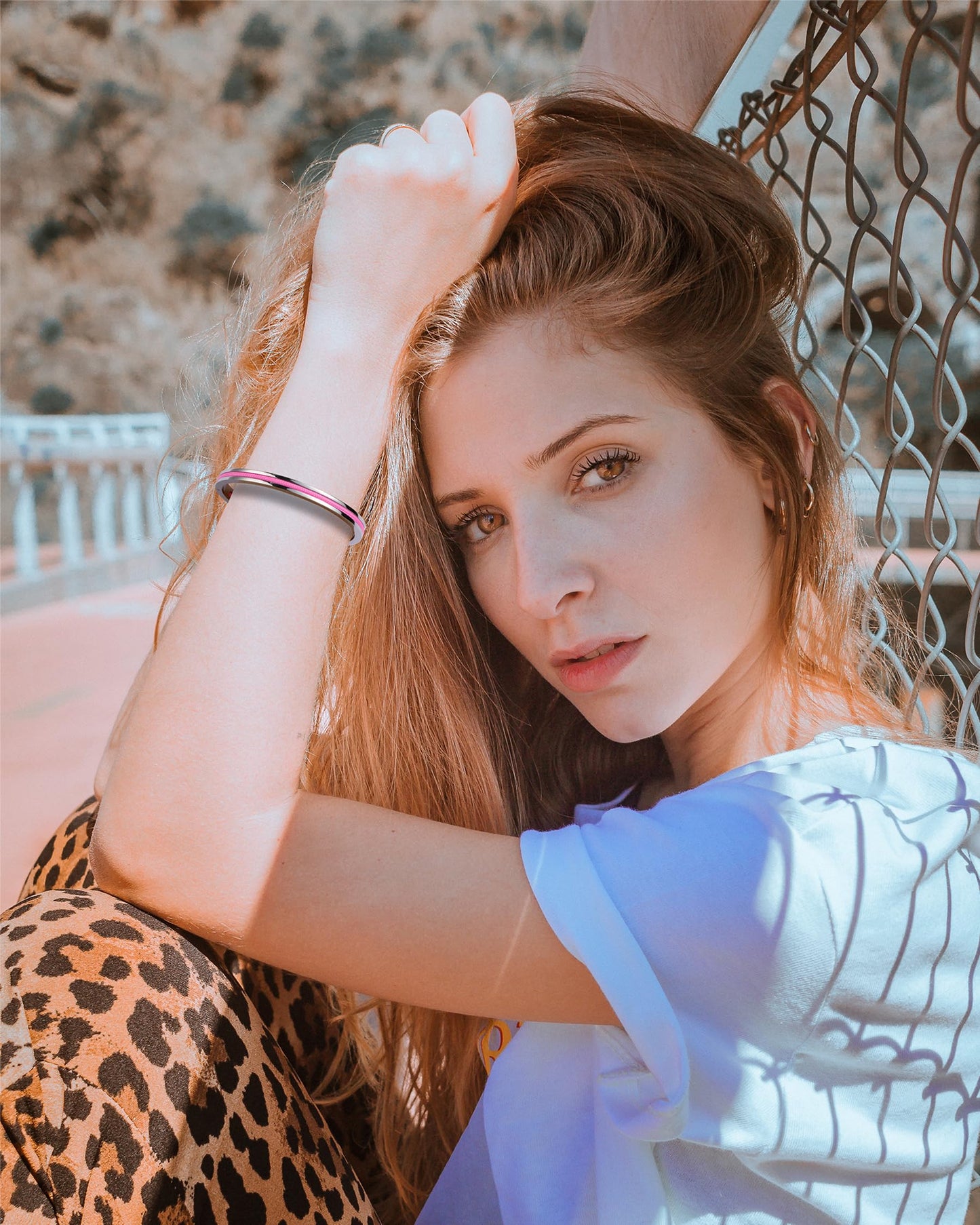 Handmade Minimalist Cuff Bracelet with Lucky Nautical Rope Inlaid Stainless Steel Cuff Unique and Stylish Bangle For Men And Women