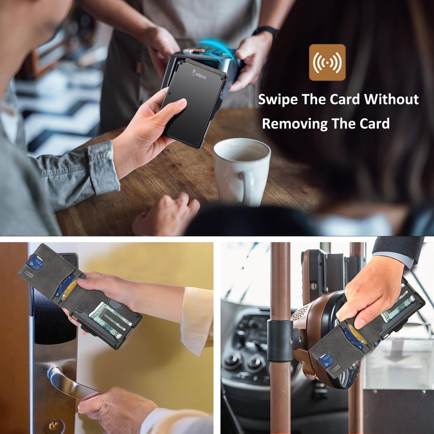 umoven Wallet for Men - with Money Clip Slim Leather Slots Credit Card Holder RFID Blocking Bifold Minimalist Wallet