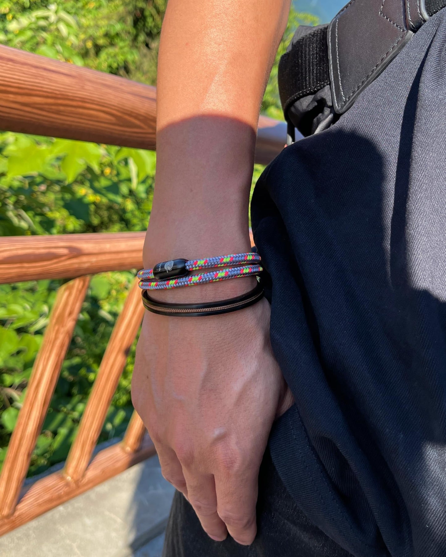 Handmade Minimalist Cuff Bracelet with Lucky Nautical Rope Inlaid Stainless Steel Cuff Unique and Stylish Bangle For Men And Women