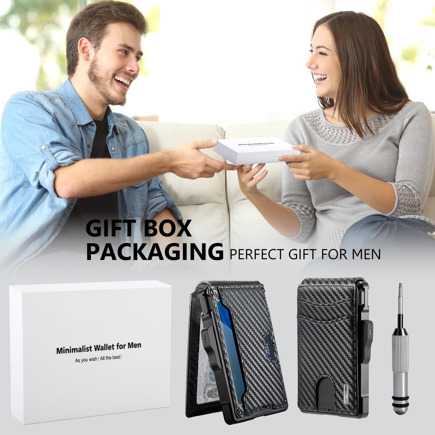 umoven Wallet for Men - with Money Clip Slim Leather Slots Credit Card Holder RFID Blocking Bifold Minimalist Wallet