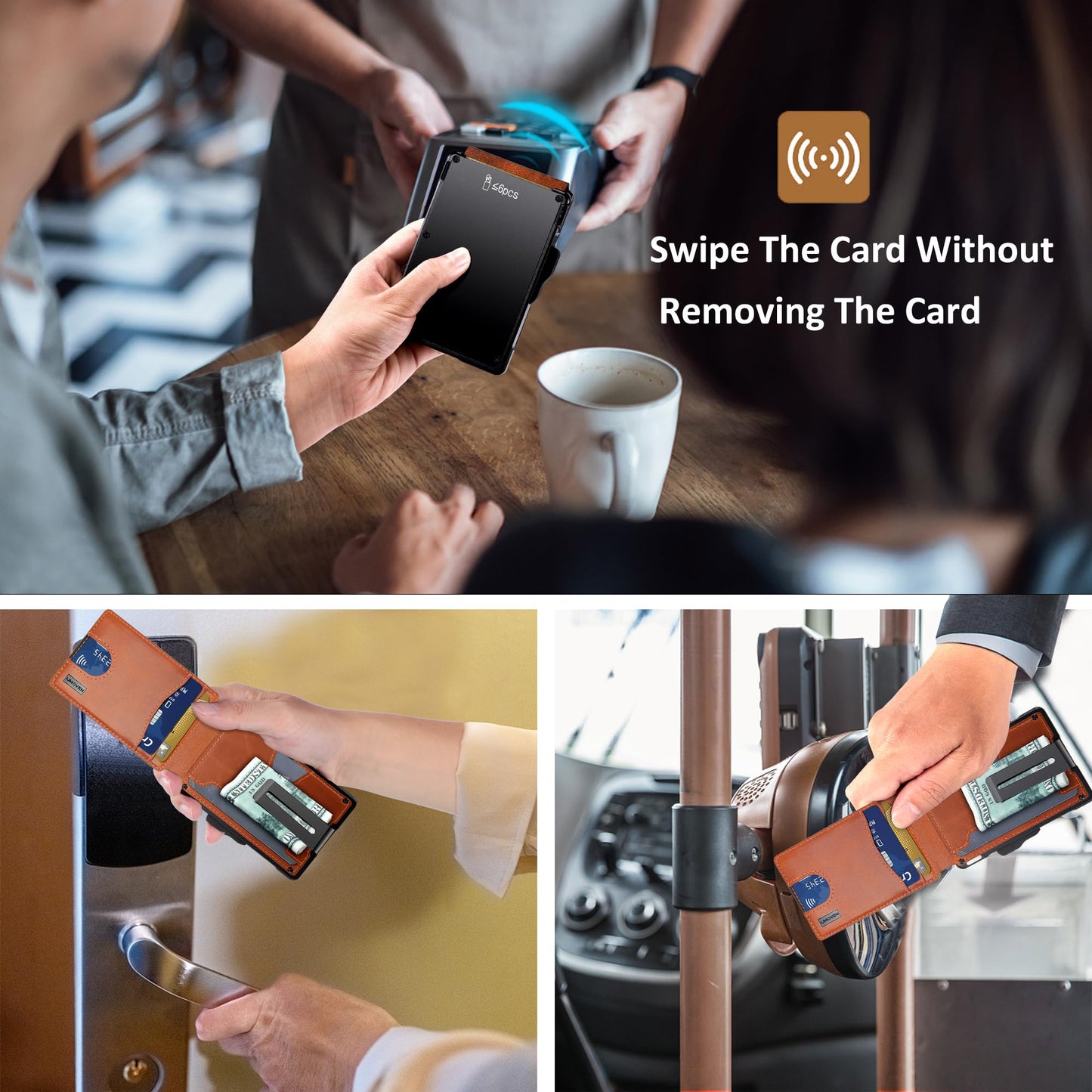 umoven Wallet for Men - with Money Clip Slim Leather Slots Credit Card Holder RFID Blocking Bifold Minimalist Wallet
