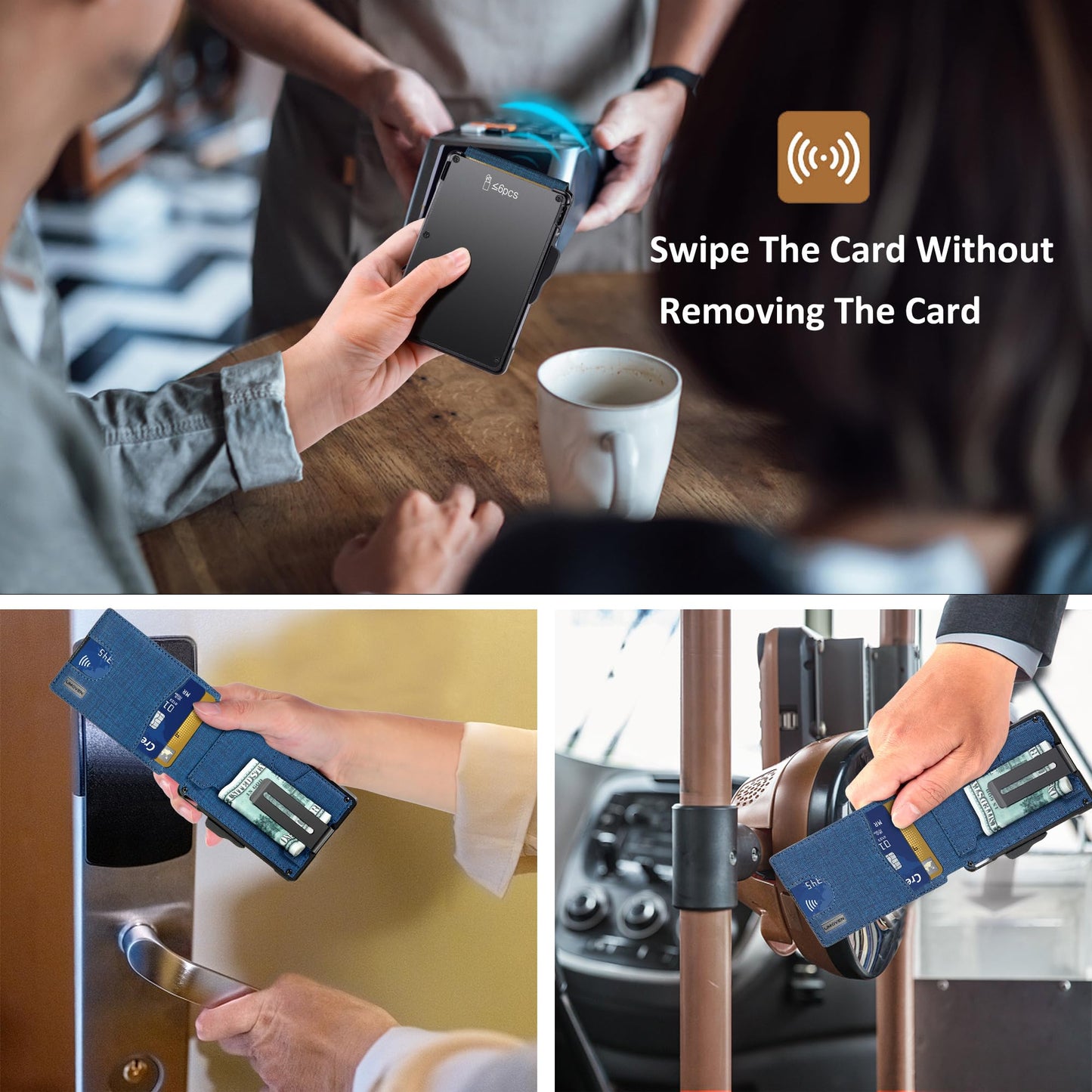 umoven Wallet for Men - with Money Clip Slim Leather Slots Credit Card Holder RFID Blocking Bifold Minimalist Wallet