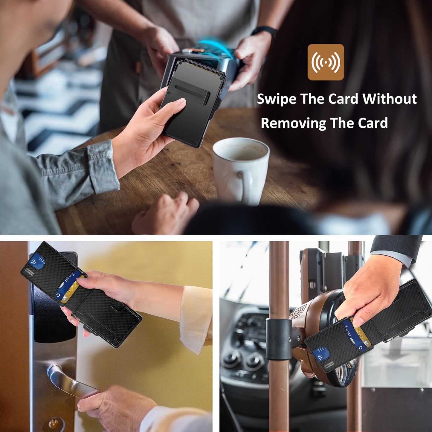 umoven Wallet for Men - with Money Clip Slim Leather Slots Credit Card Holder RFID Blocking Bifold Minimalist Wallet