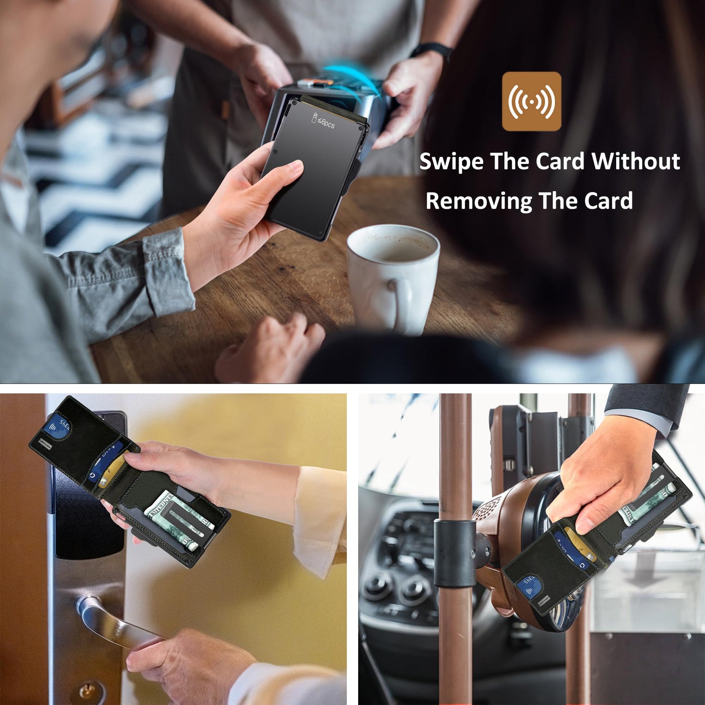 umoven Wallet for Men - with Money Clip Slim Leather Slots Credit Card Holder RFID Blocking Bifold Minimalist Wallet