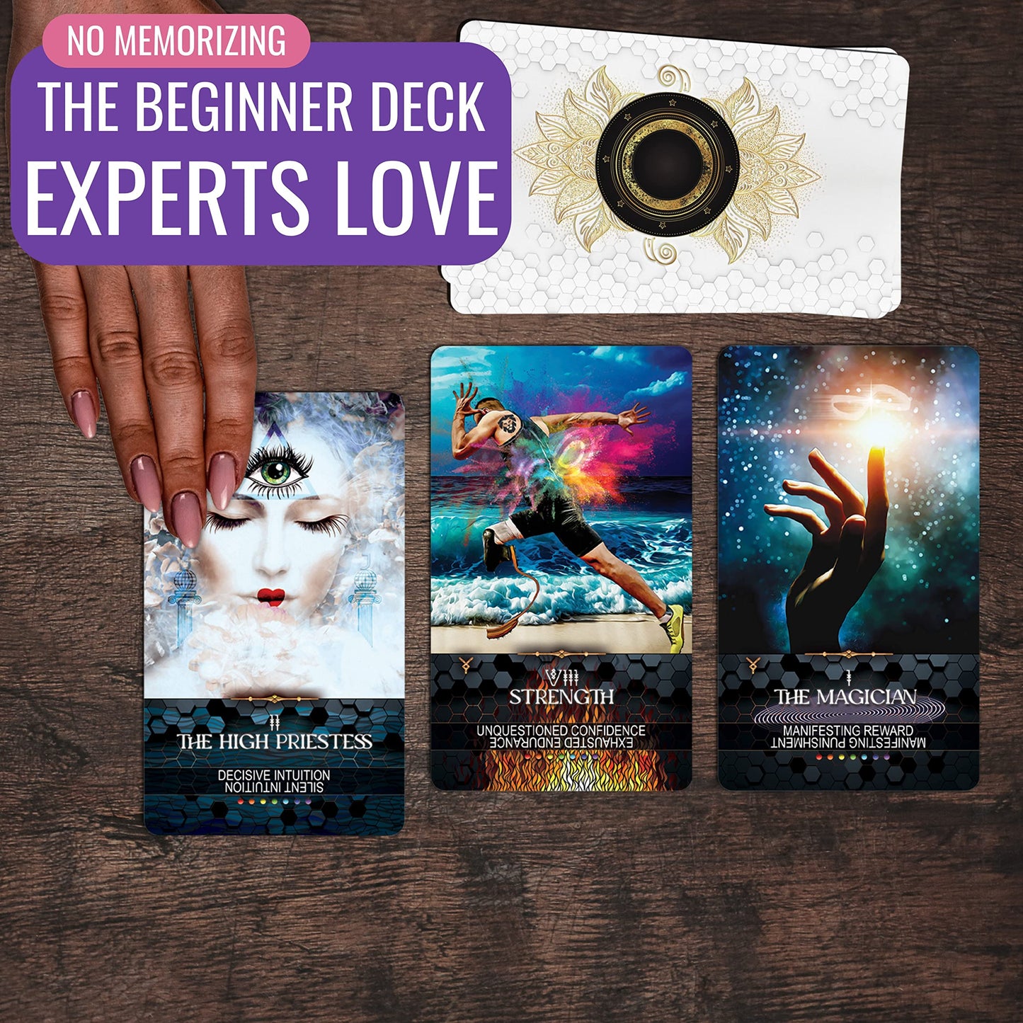 Star Kissed Tarot Deck - 78 Tarot Cards with Meanings, Best Tarot Spiritual Tool, w/ Astrology, Zodiac, Keywords, Elements & Reversed Meanings - Includes Online Tarot Training & Certified Master Exam