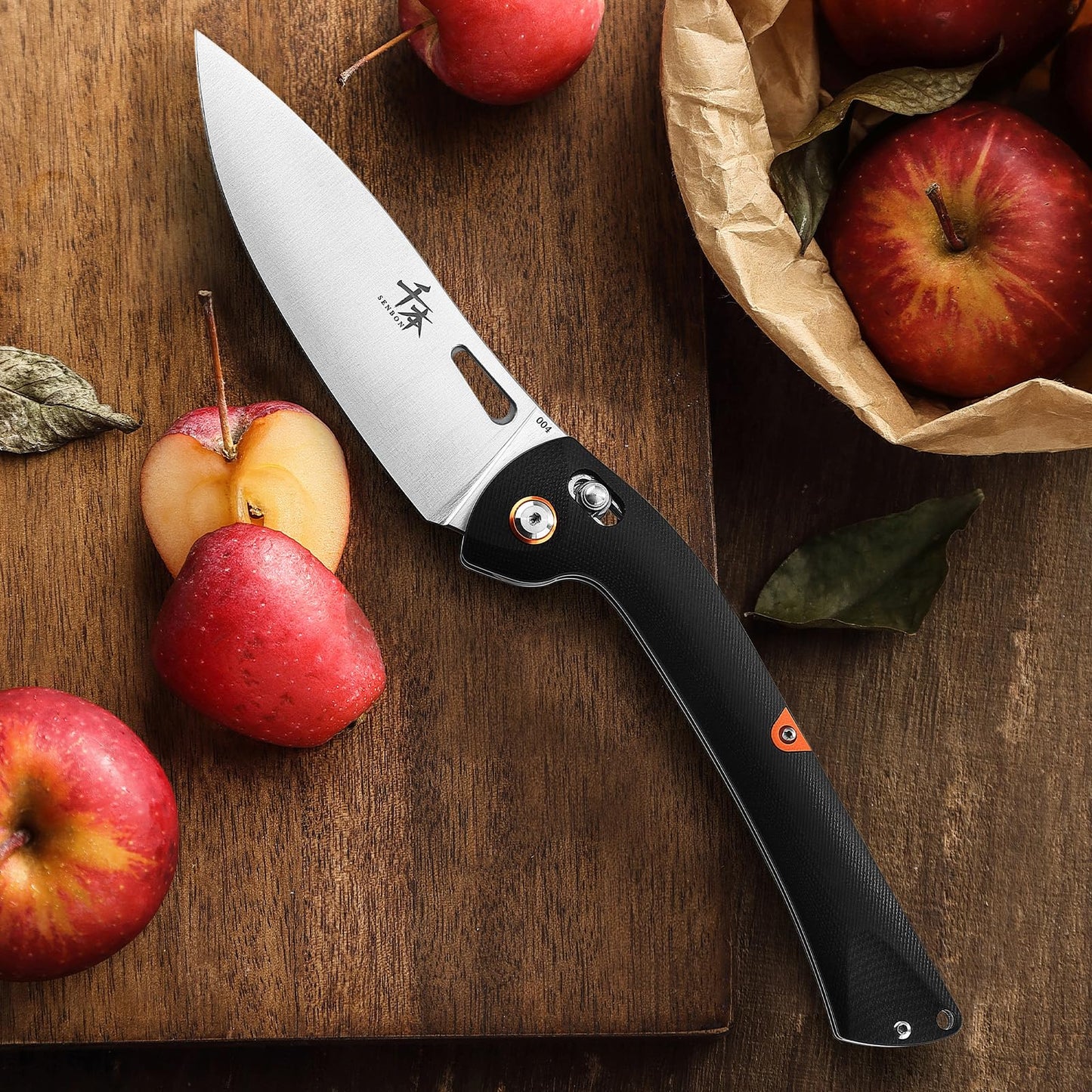 SENBON 440 Stainless Steel Lightweight Ultra Sharp Pocket Folding Chef Knife Peeling Utility Knife Fruit Knife g10 Handle with Back Clip